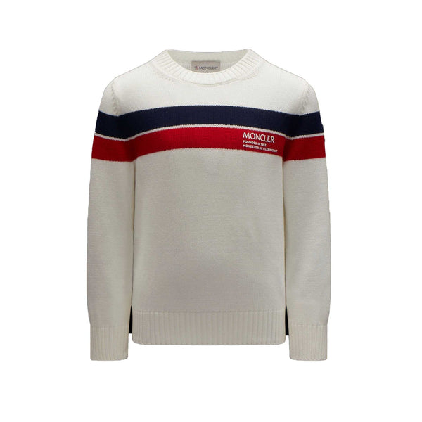 Boys White Logo Cotton Sweater