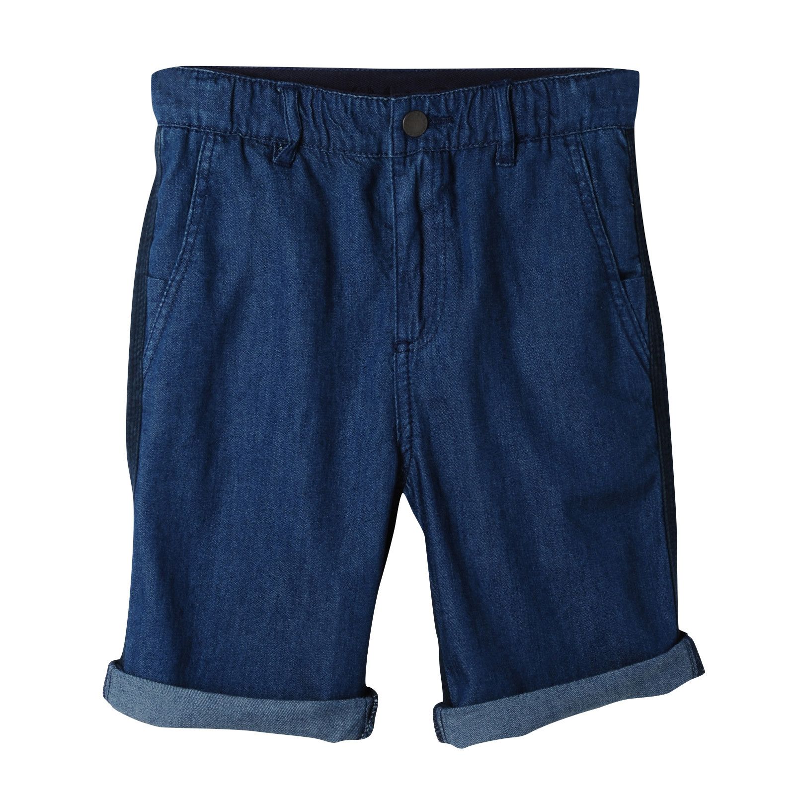 Boys Blue Cotton Denim Shorts With Turn Up Cuffs - CÉMAROSE | Children's Fashion Store - 1
