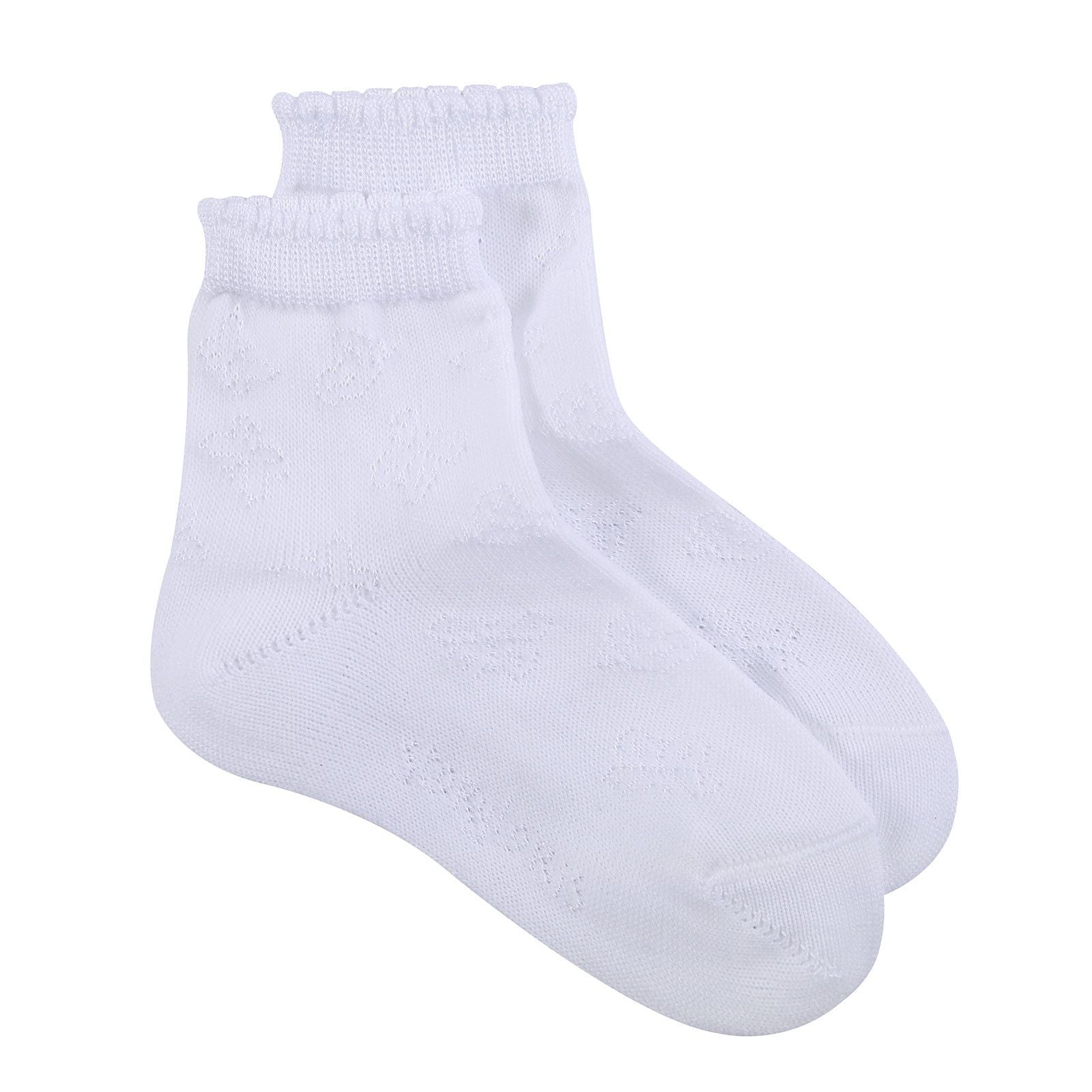 Girls White Hollow Pattern Cotton Short Socks - CÉMAROSE | Children's Fashion Store