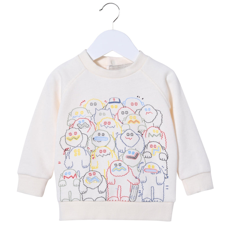 Baby Boys Milk White Cotton Colorful Yeti Printed Sweatshirt - CÉMAROSE | Children's Fashion Store