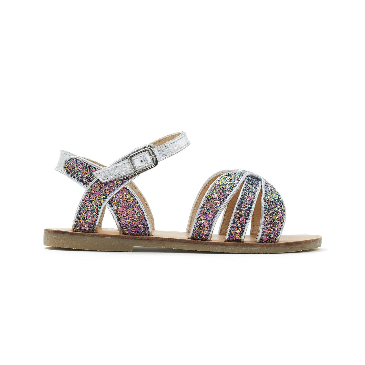 Girls Silver Glitter Sandals