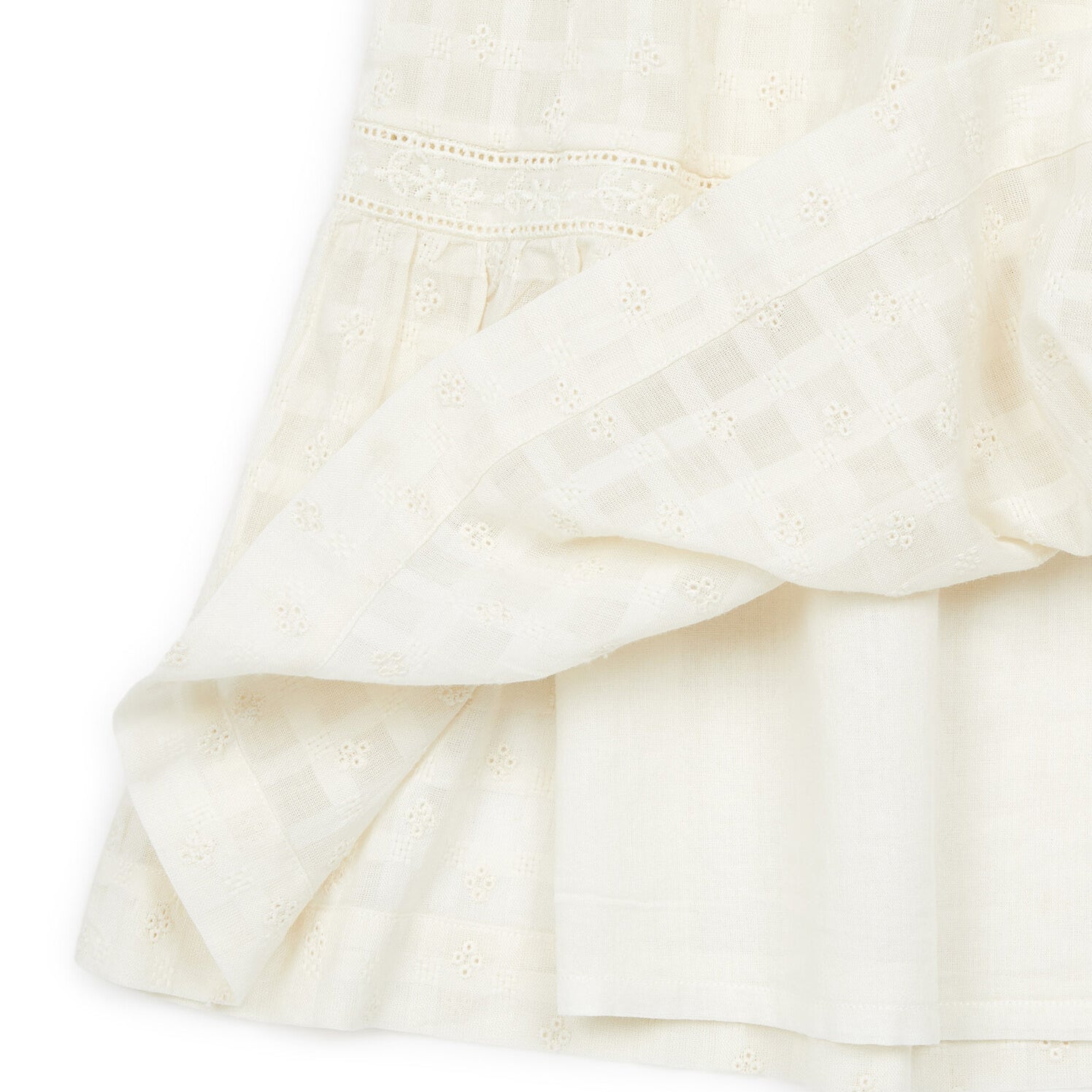 Girls White Embroidered Cotton Skirt