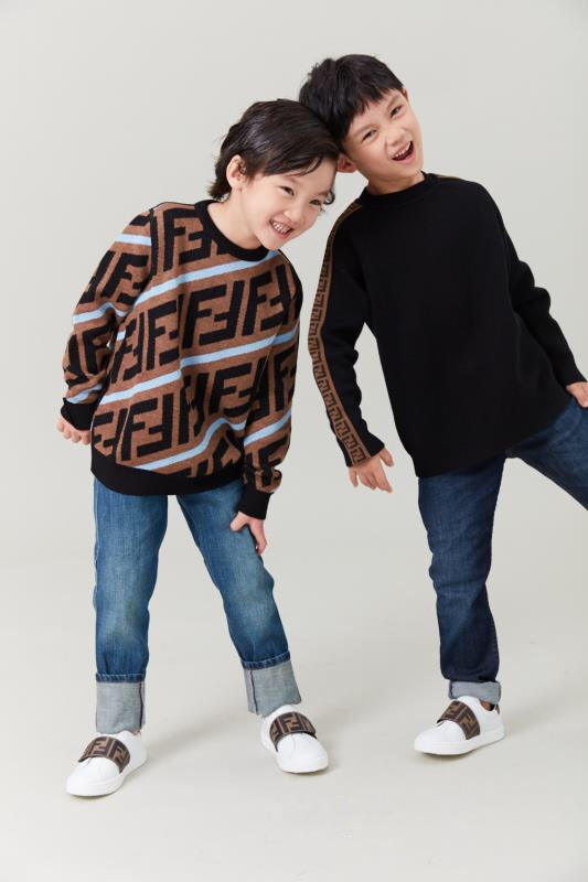 Boys & Girls Black FF Vrigin Wool Sweater