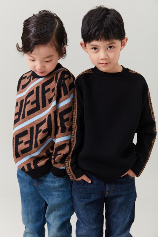 Boys & Girls Black FF Vrigin Wool Sweater