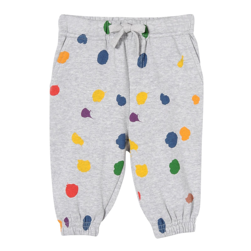 Baby Grey Cotton Spot Printed Trims Trousers With Drawstring Pul - CÉMAROSE | Children's Fashion Store