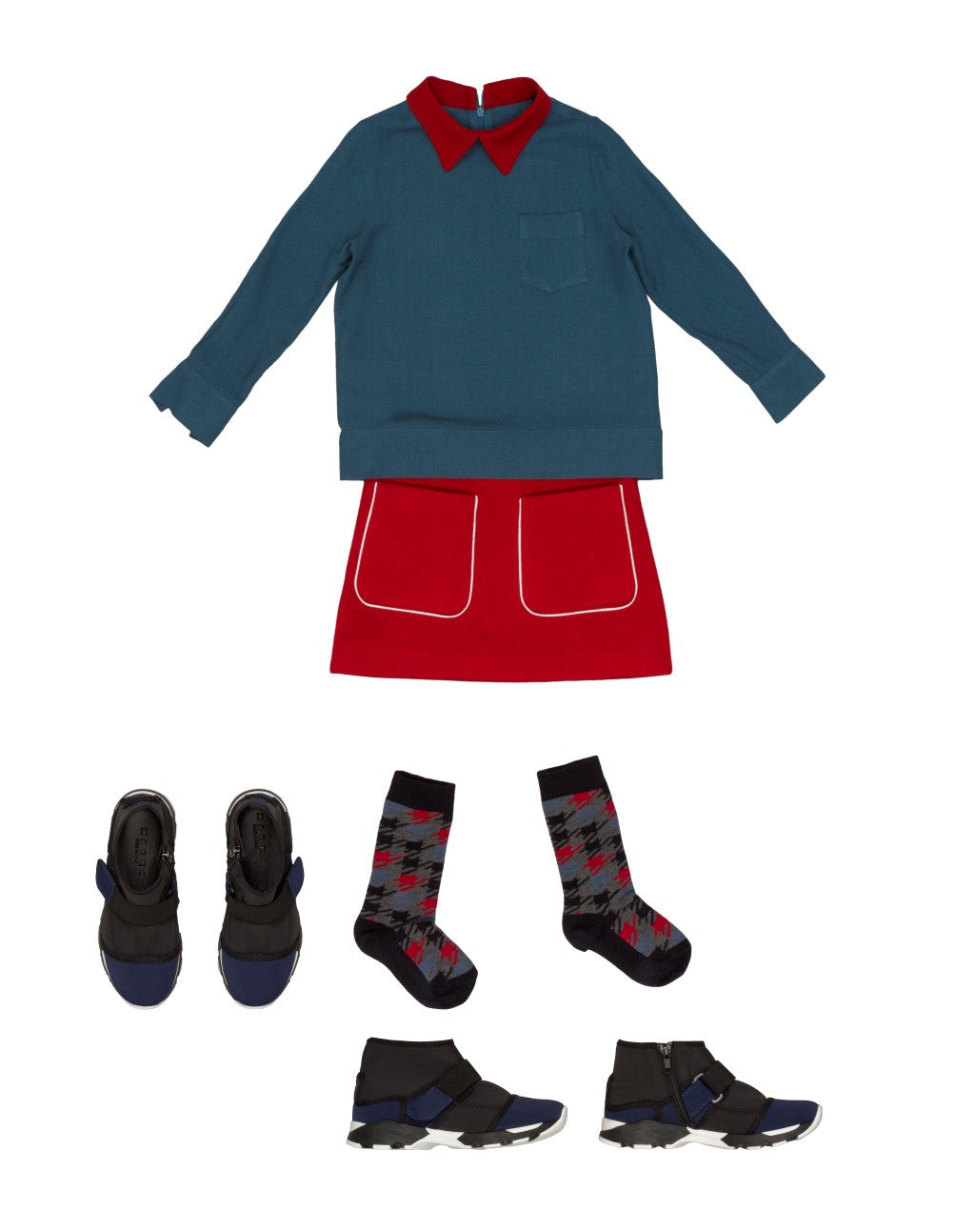 Girls Brick Red Wool Patch Pocket Skirt - CÉMAROSE | Children's Fashion Store - 2