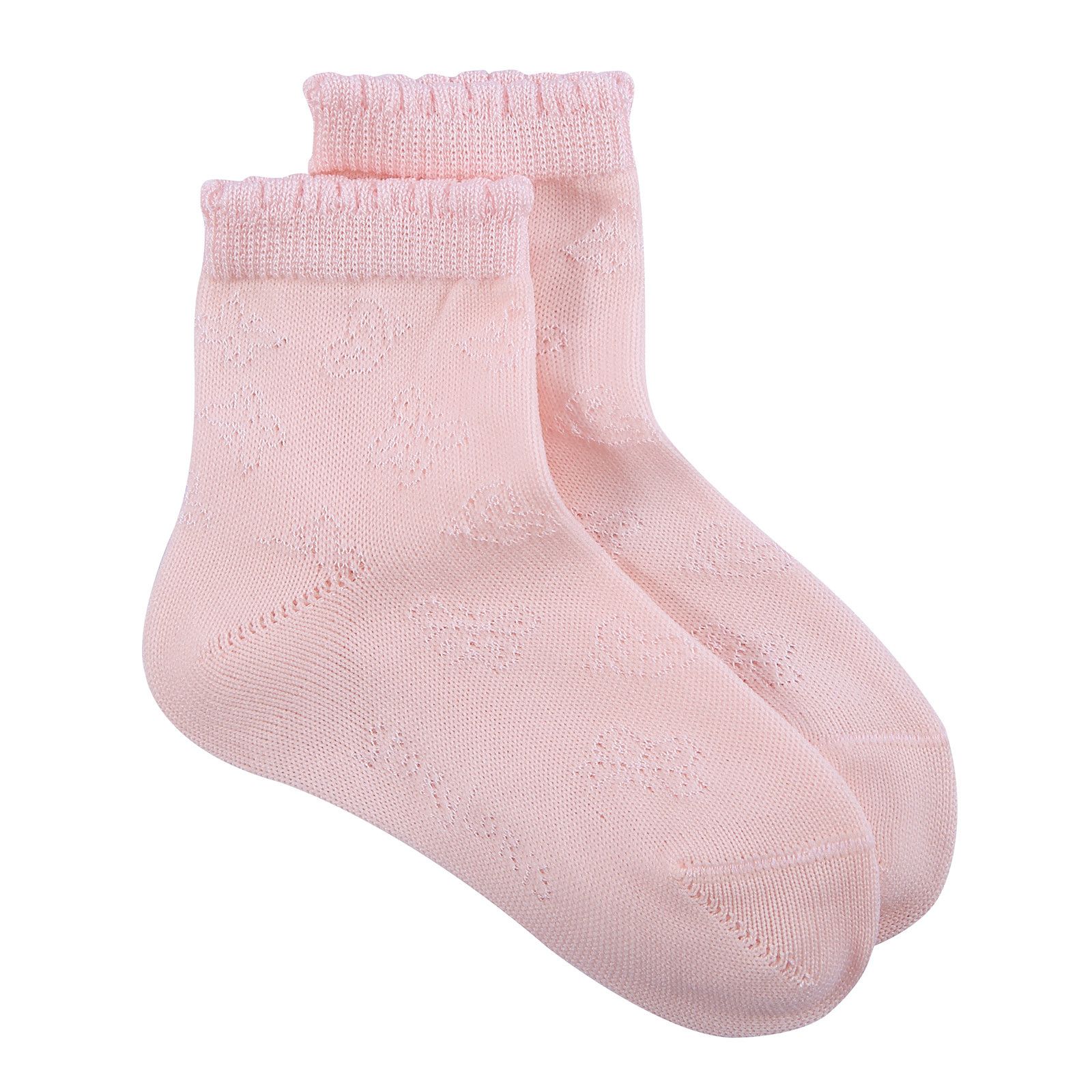 Girls Pink Hollow Pattern Cotton Short Socks - CÉMAROSE | Children's Fashion Store
