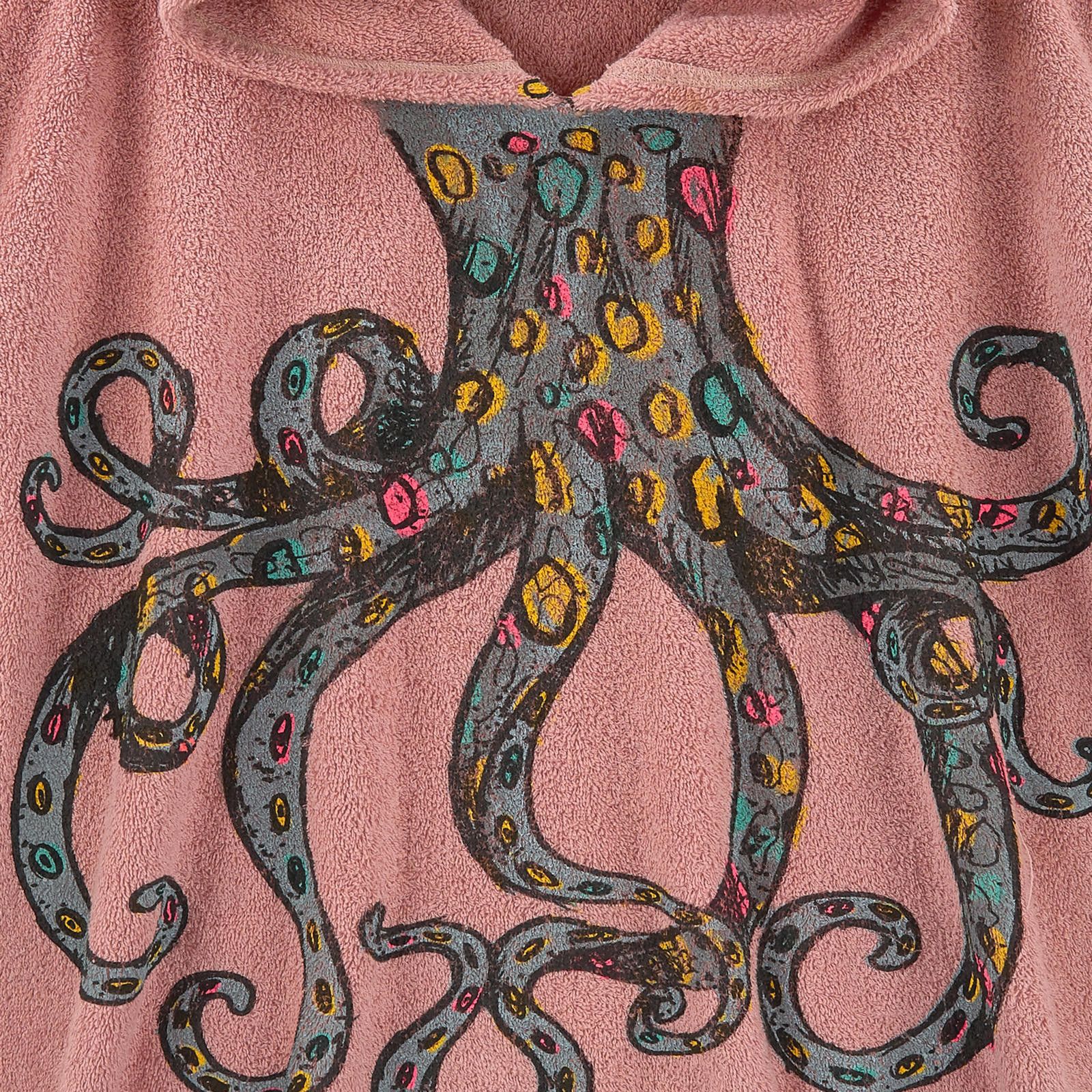 Girls Pink Cotton  Colorful Octopus Printed Hooded Beach Towel - CÉMAROSE | Children's Fashion Store - 3