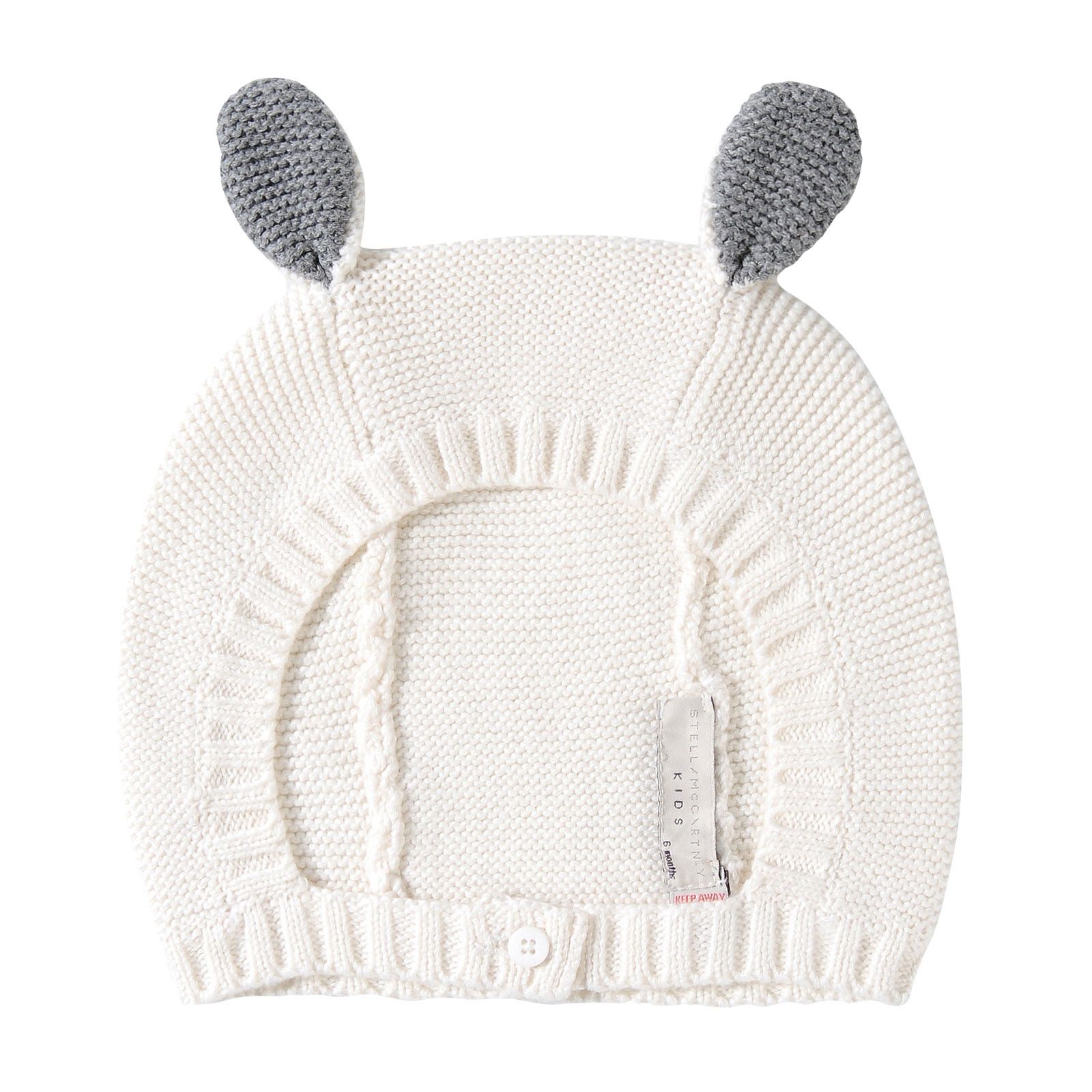 Baby White Cotton Knitted Balaclavas With Bunny Ears Trims - CÉMAROSE | Children's Fashion Store