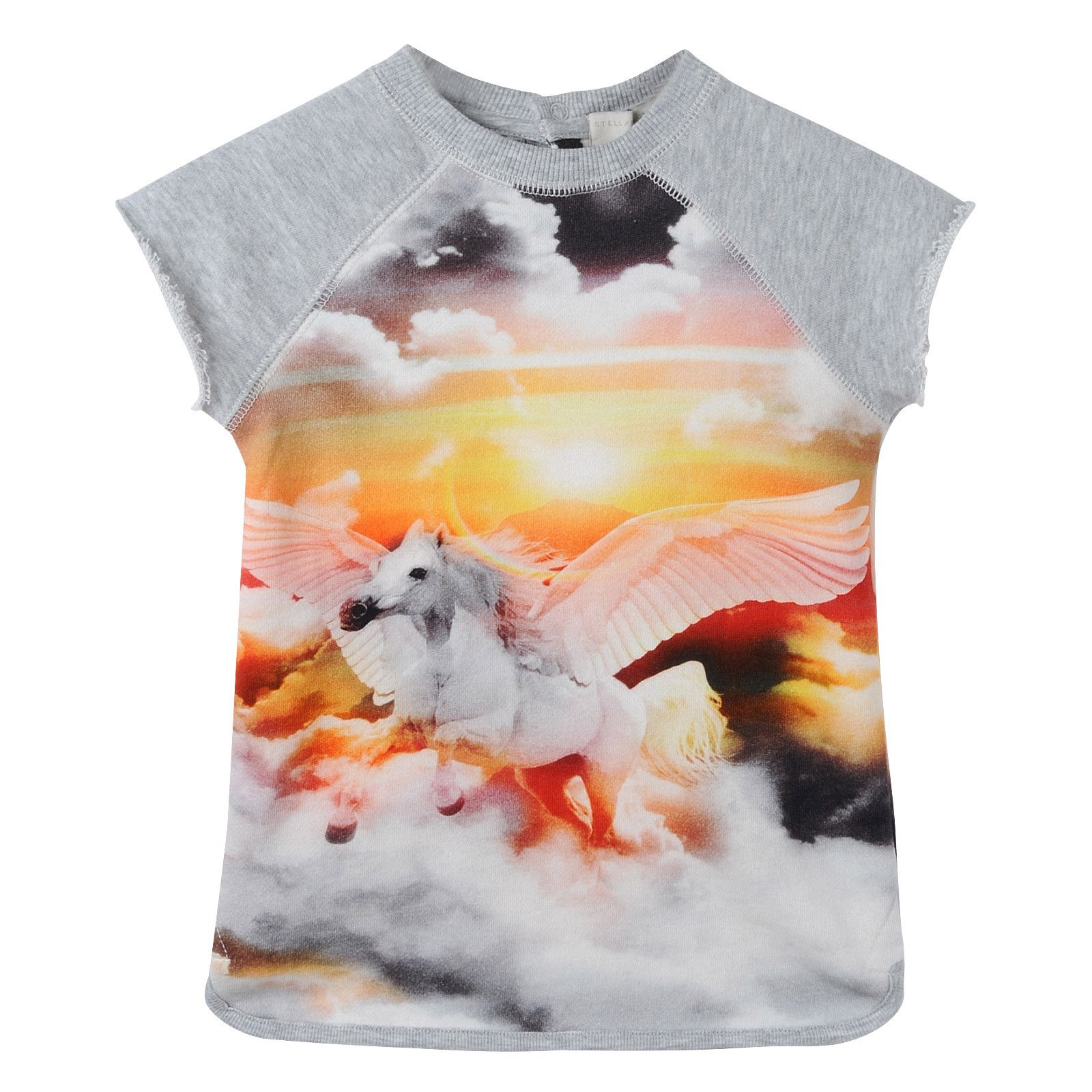 Baby Girls Grey Pegasus Printed Jersey Dress - CÉMAROSE | Children's Fashion Store - 1