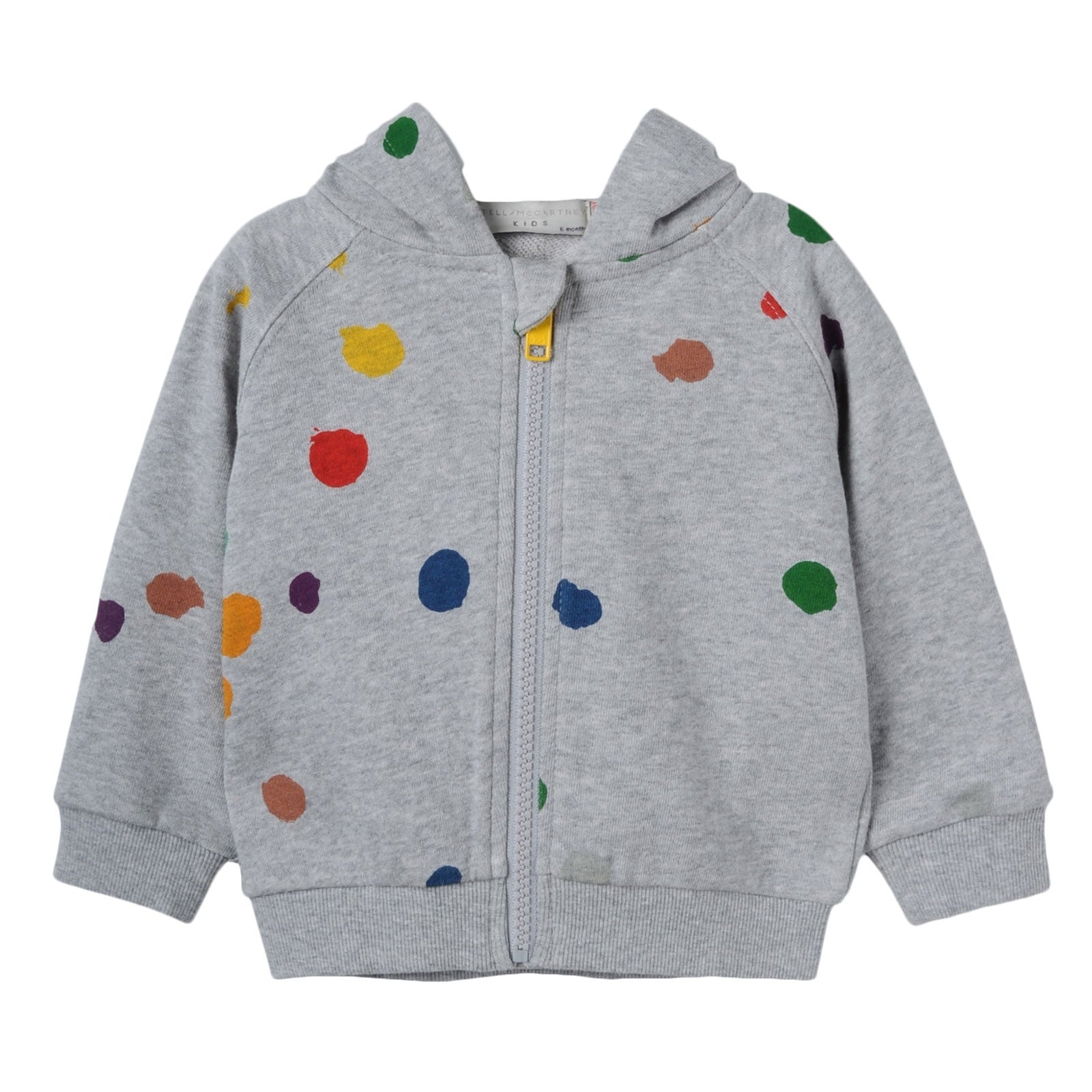 Baby Boys Grey Cotton Colorful Spot Trims Hooded Zip-up Tops - CÉMAROSE | Children's Fashion Store