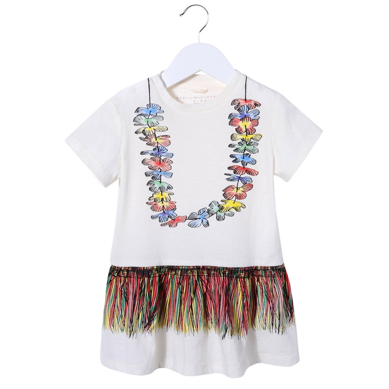 Baby Girls White Cotton Floral Hula Printed Jersey Dress - CÉMAROSE | Children's Fashion Store