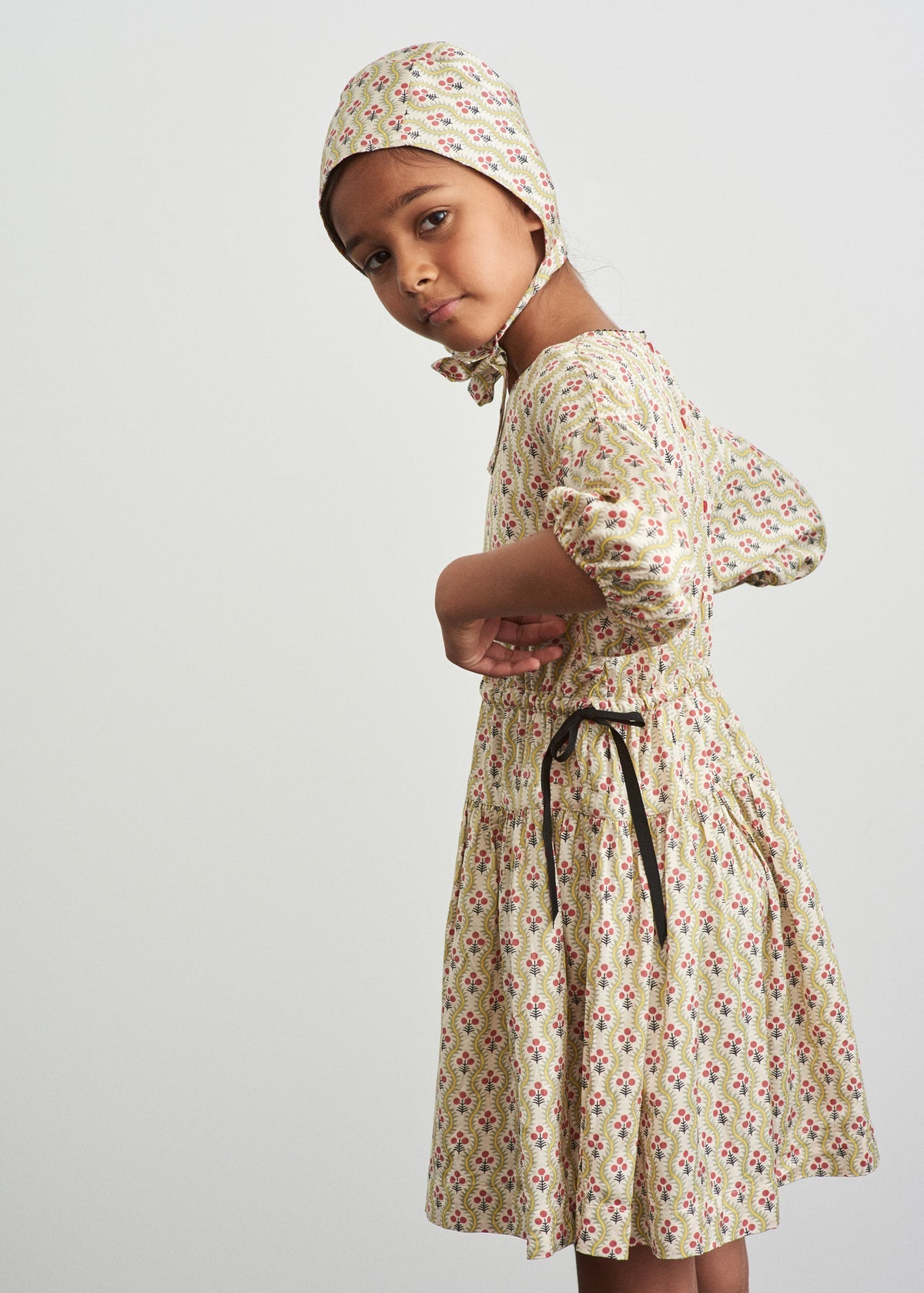 Girls Beige Cotton Dress