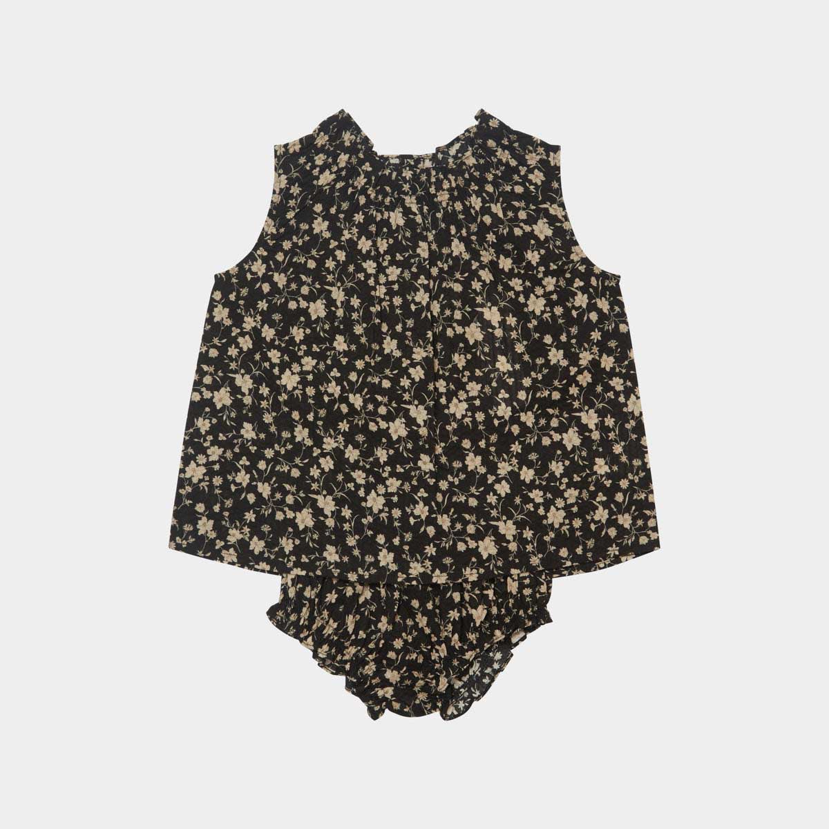 Girls Black Floral Cotton Set