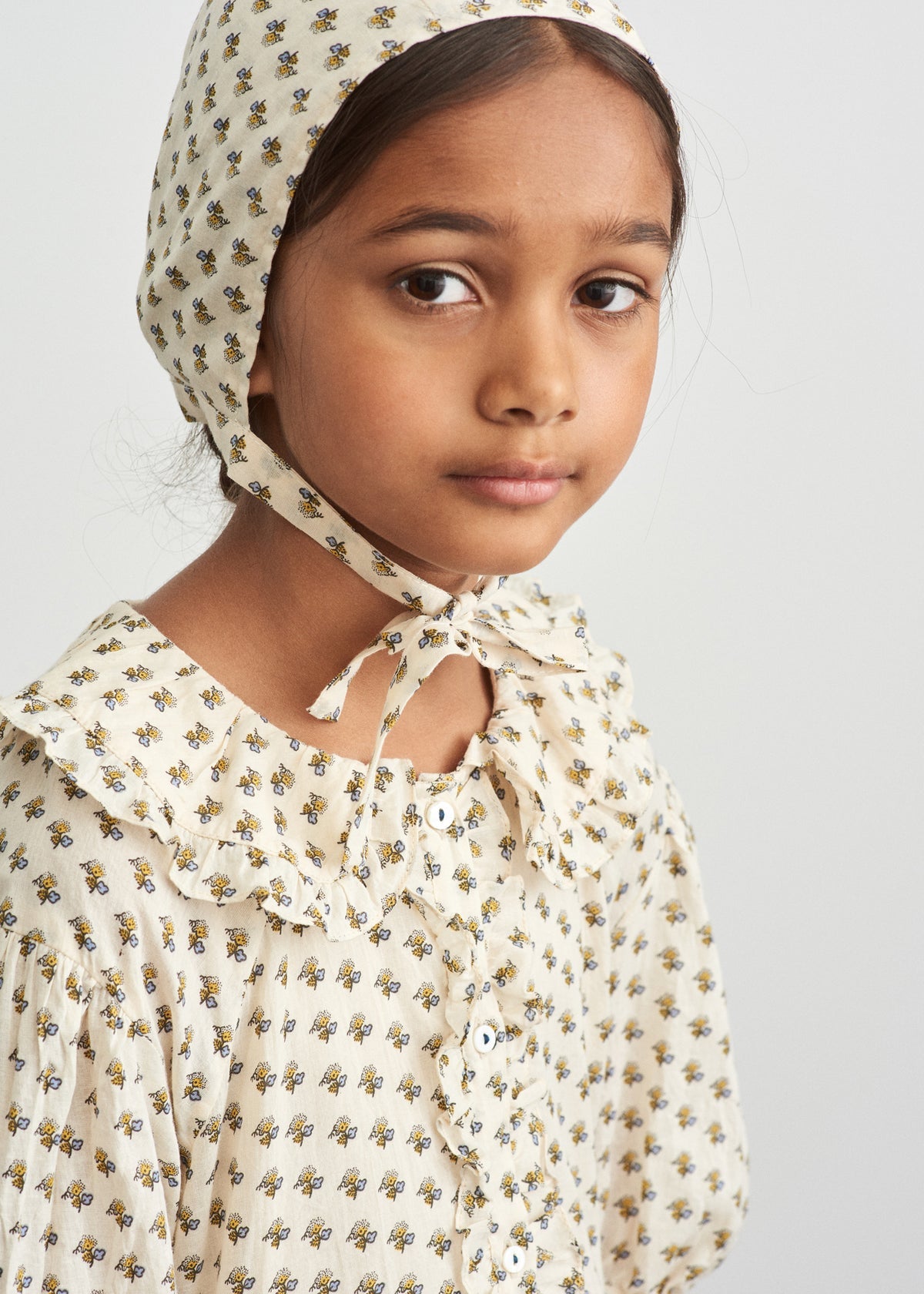 Girls Beige Cotton Dress