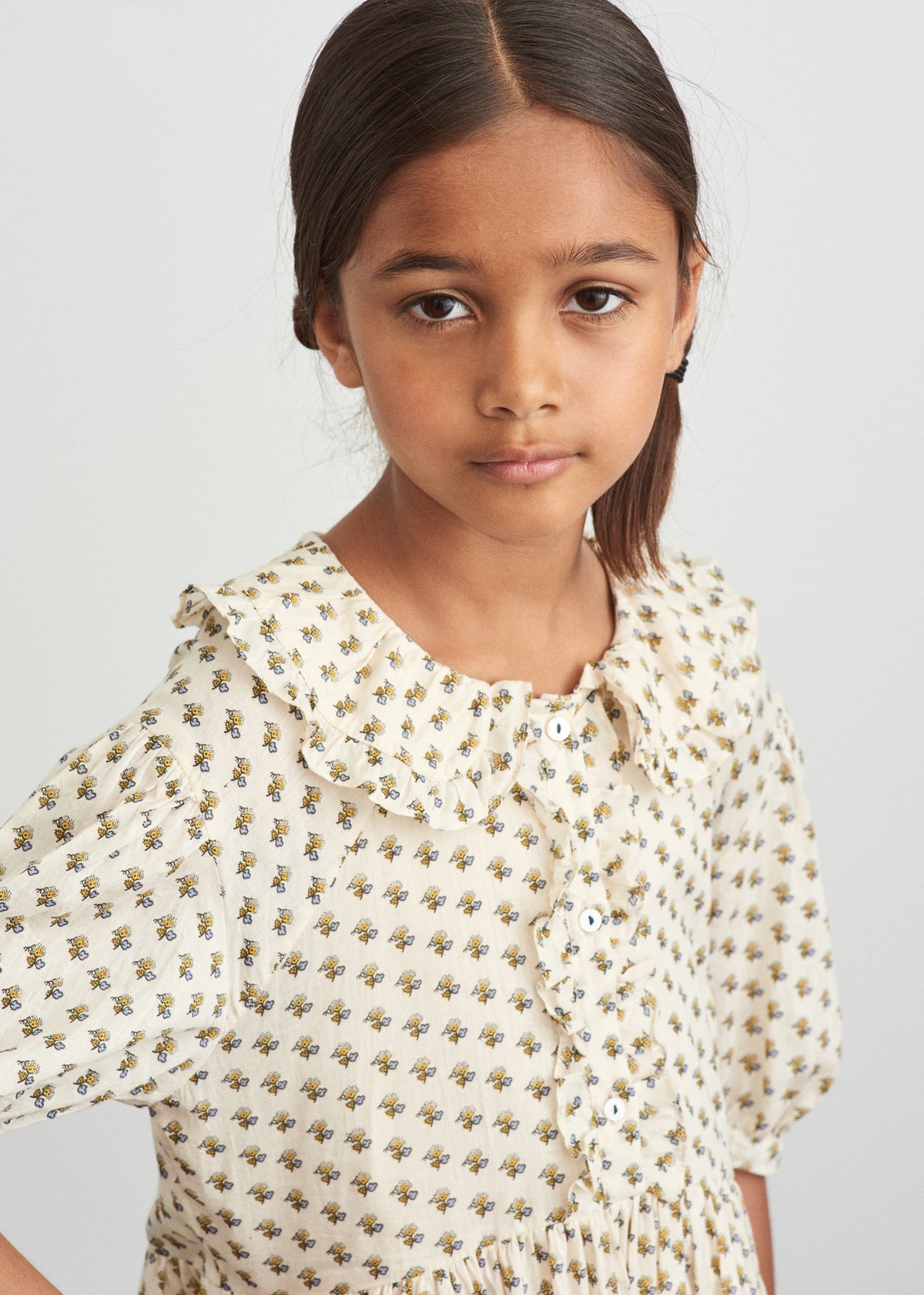 Girls Beige Cotton Dress