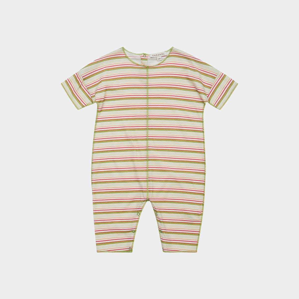 Baby Boys & Girls Beige Stripe Cotton Babysuit