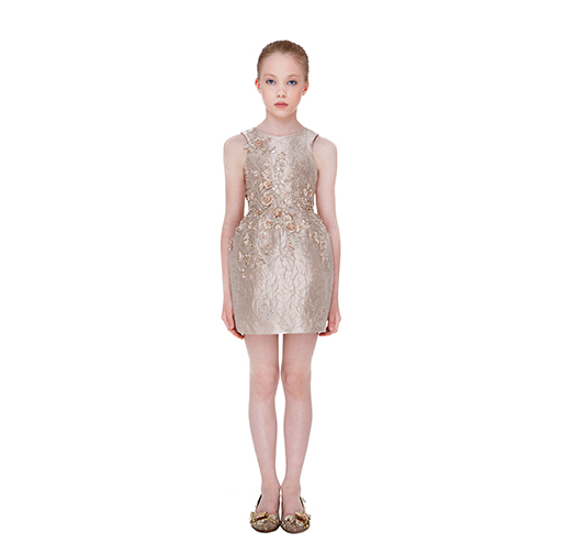 Girls Gold 'Magical beauty' Patch Embroidered Flower Trims Dress - CÉMAROSE | Children's Fashion Store - 2