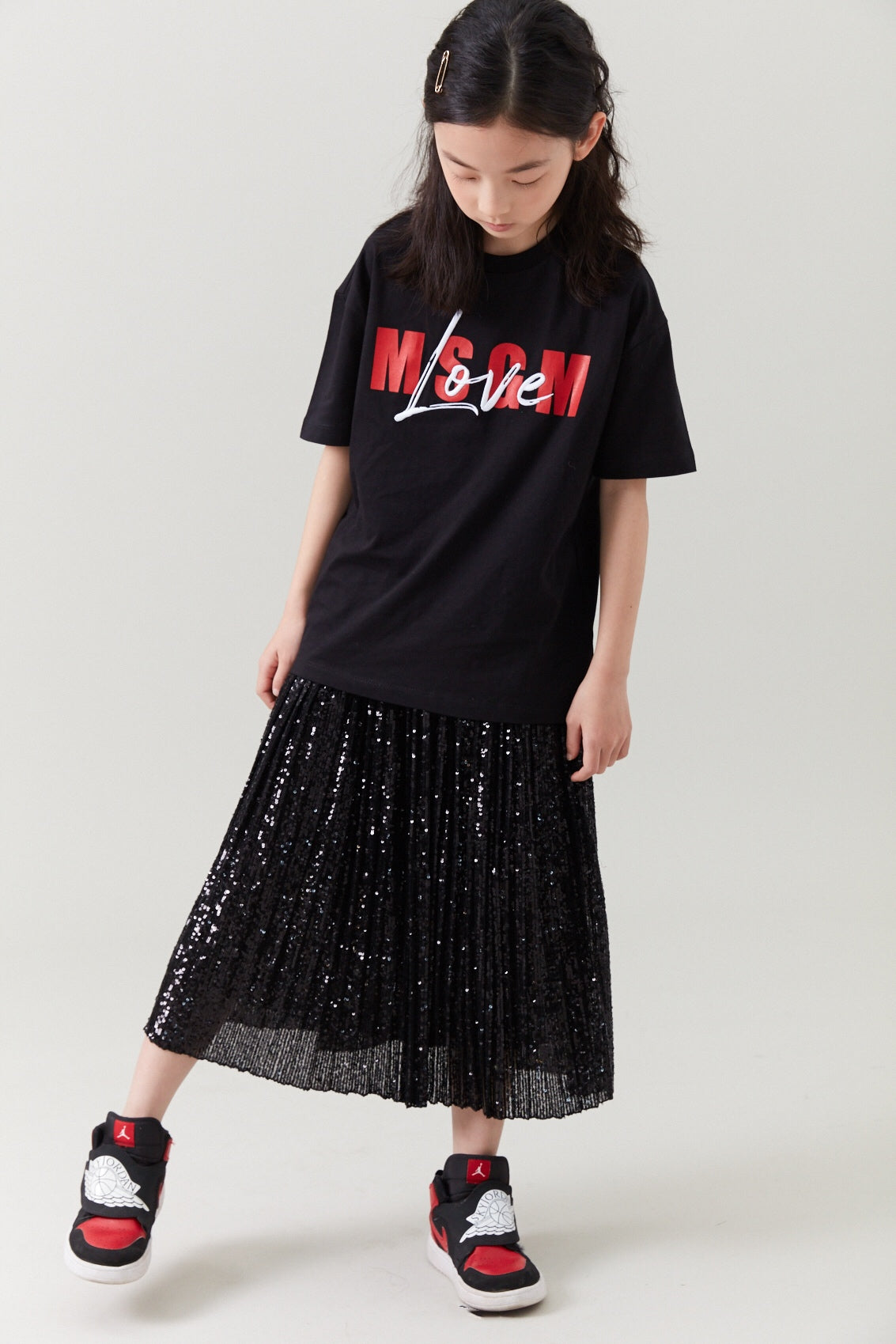 Girls Black Love Cotton Maxi Jersey