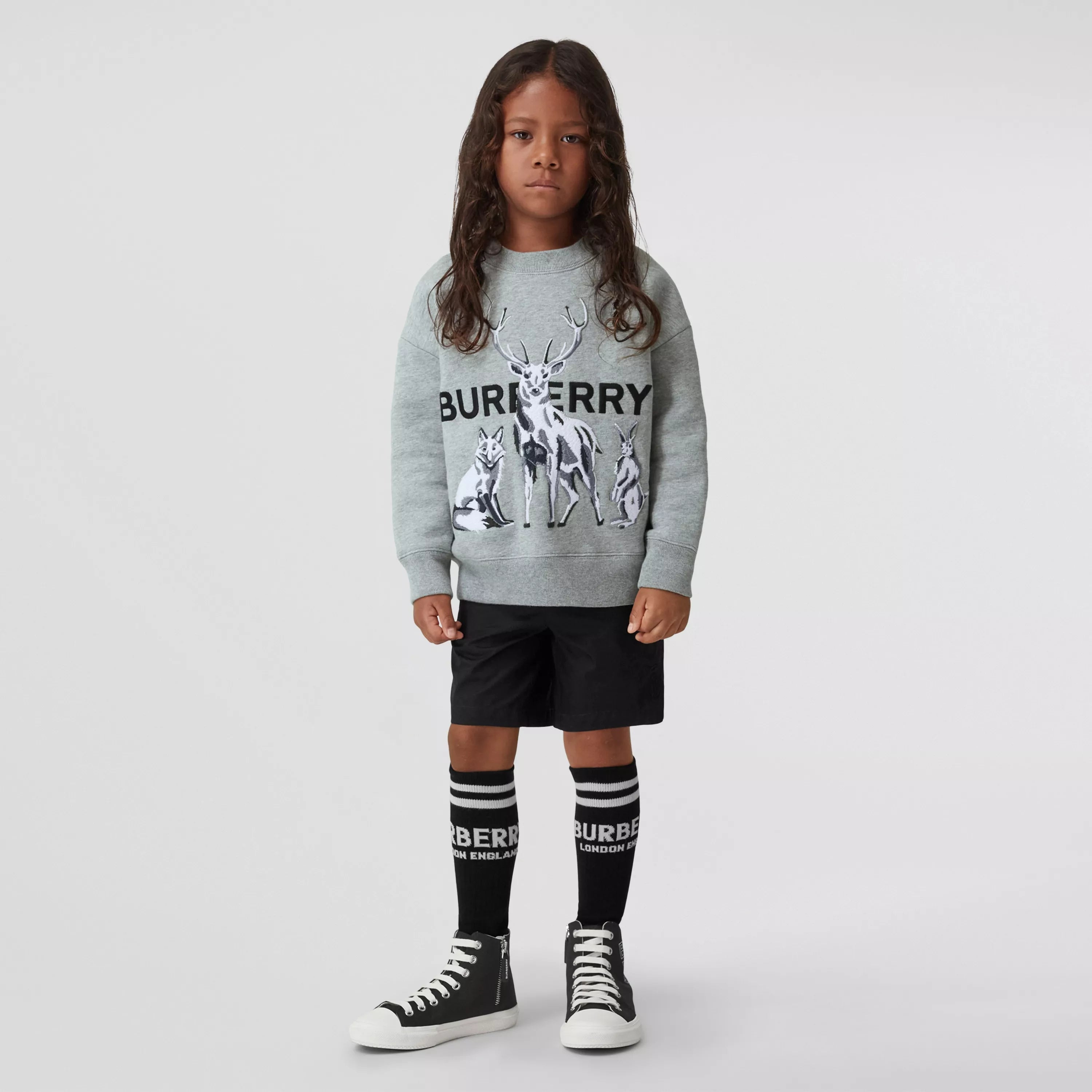 Boys Grey Printed Cotton Sweatshirt