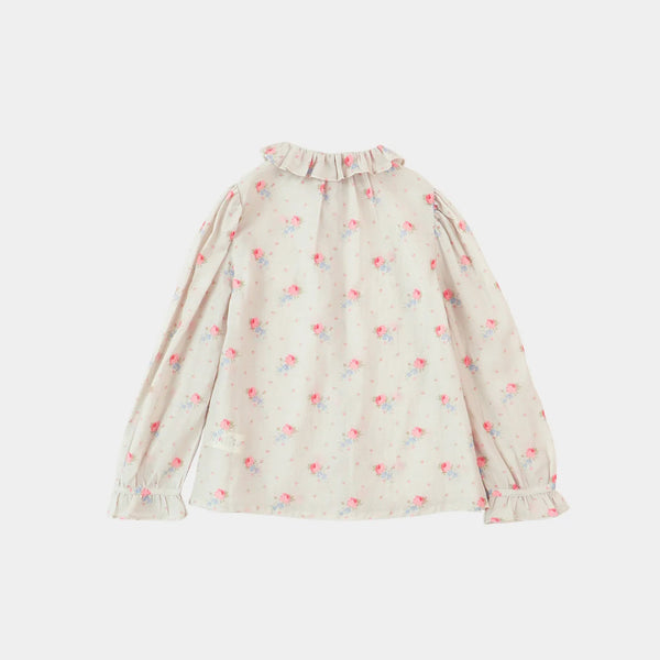 Girls Pink Flower Cotton Shirt