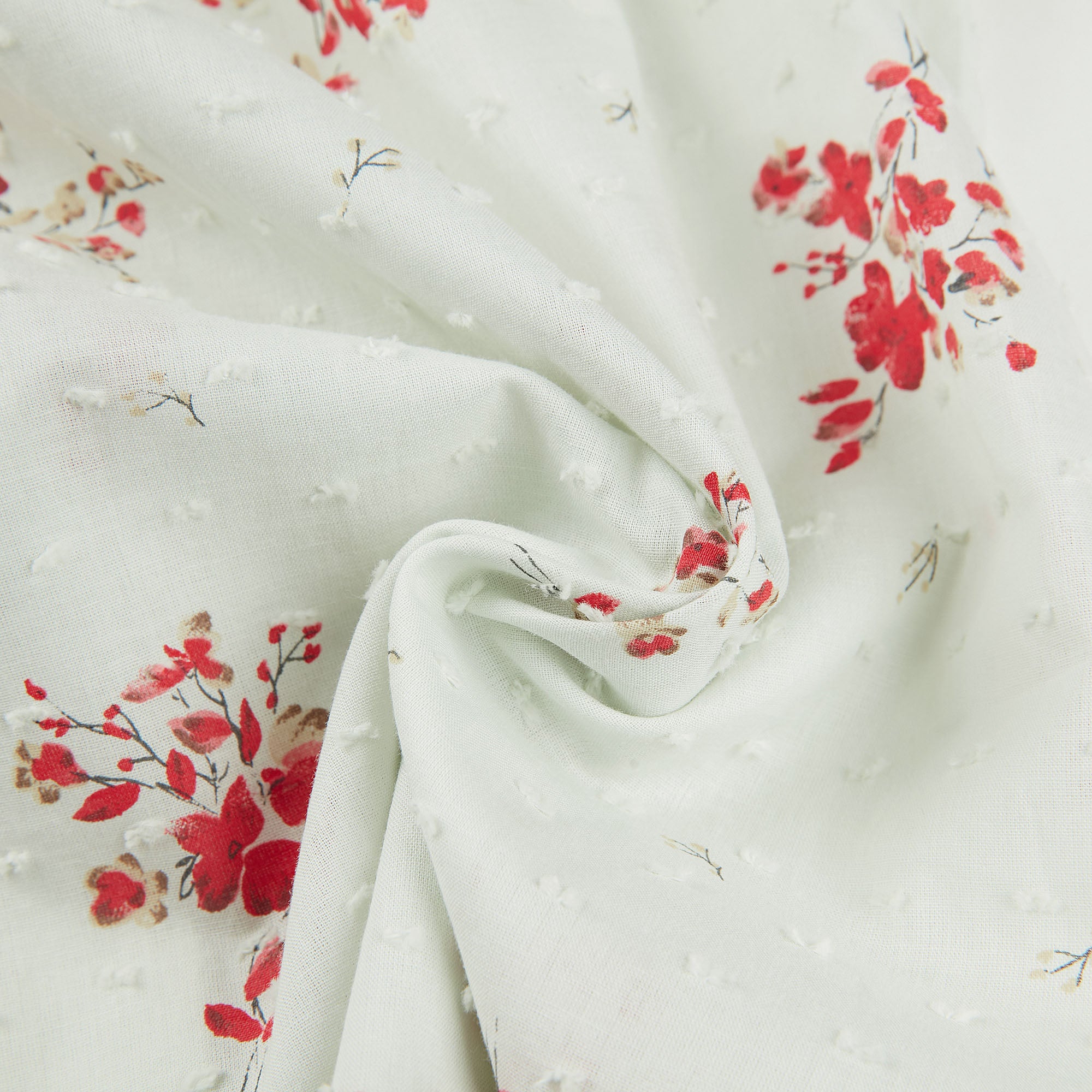 Girls White & Red Flowers Cotton Top