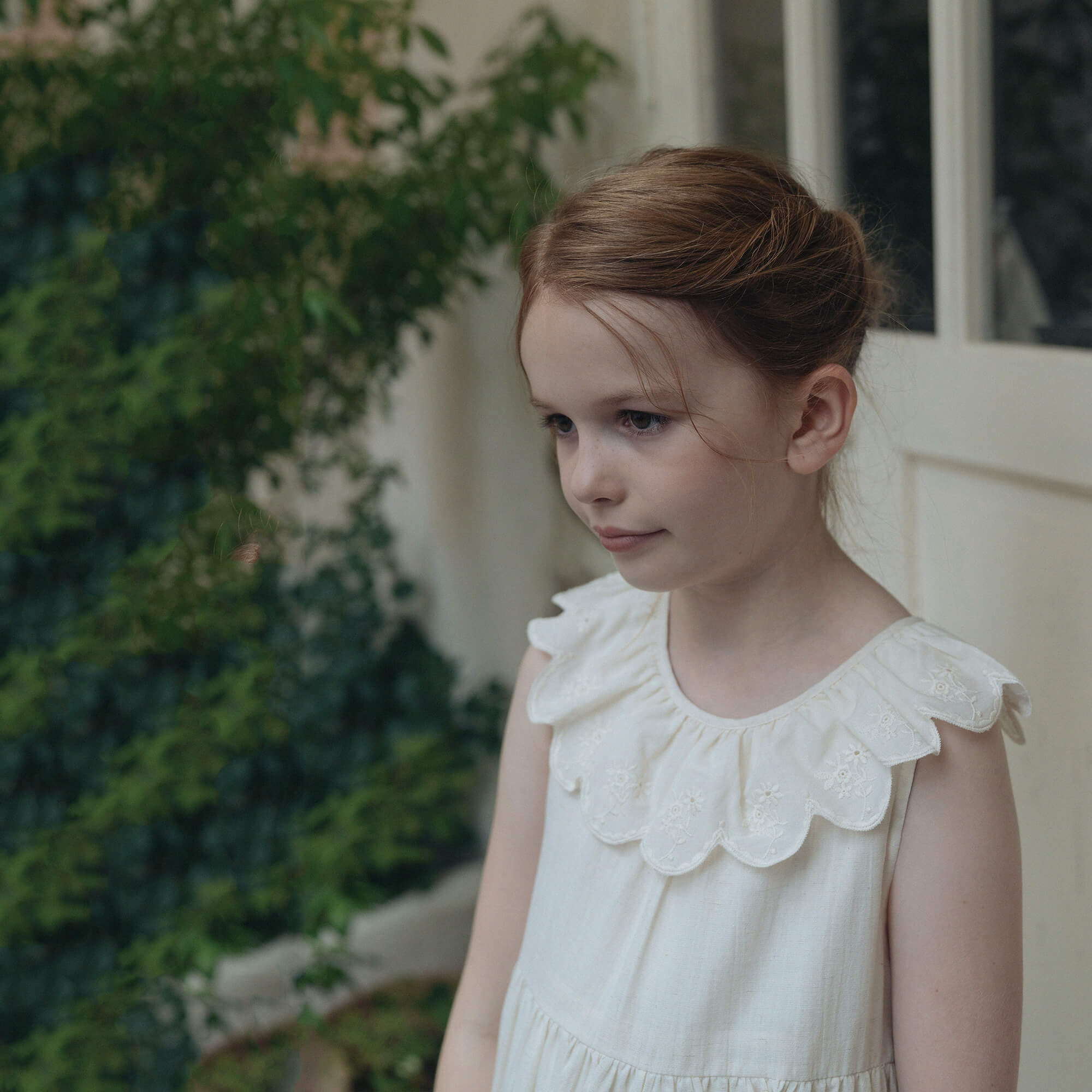 Girls White Embroidered Cotton Dress