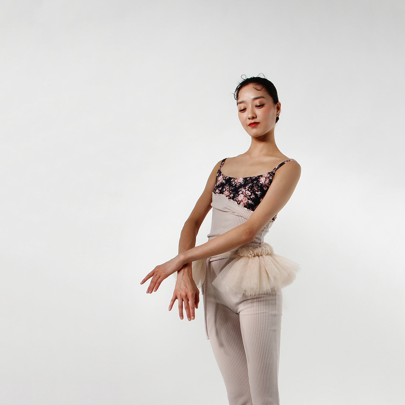 Girls Black Floral Ballet Onesies