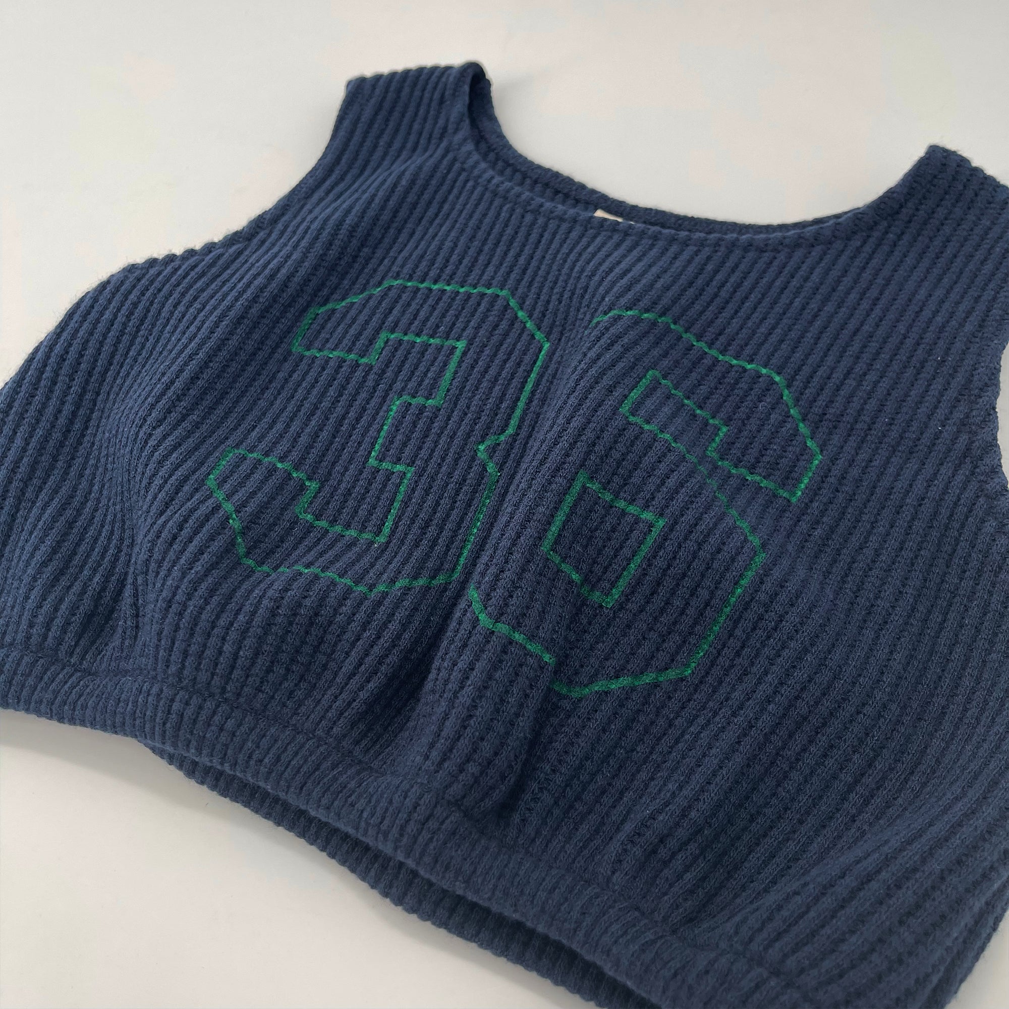 Girls Navy Logo Corduroy Vest