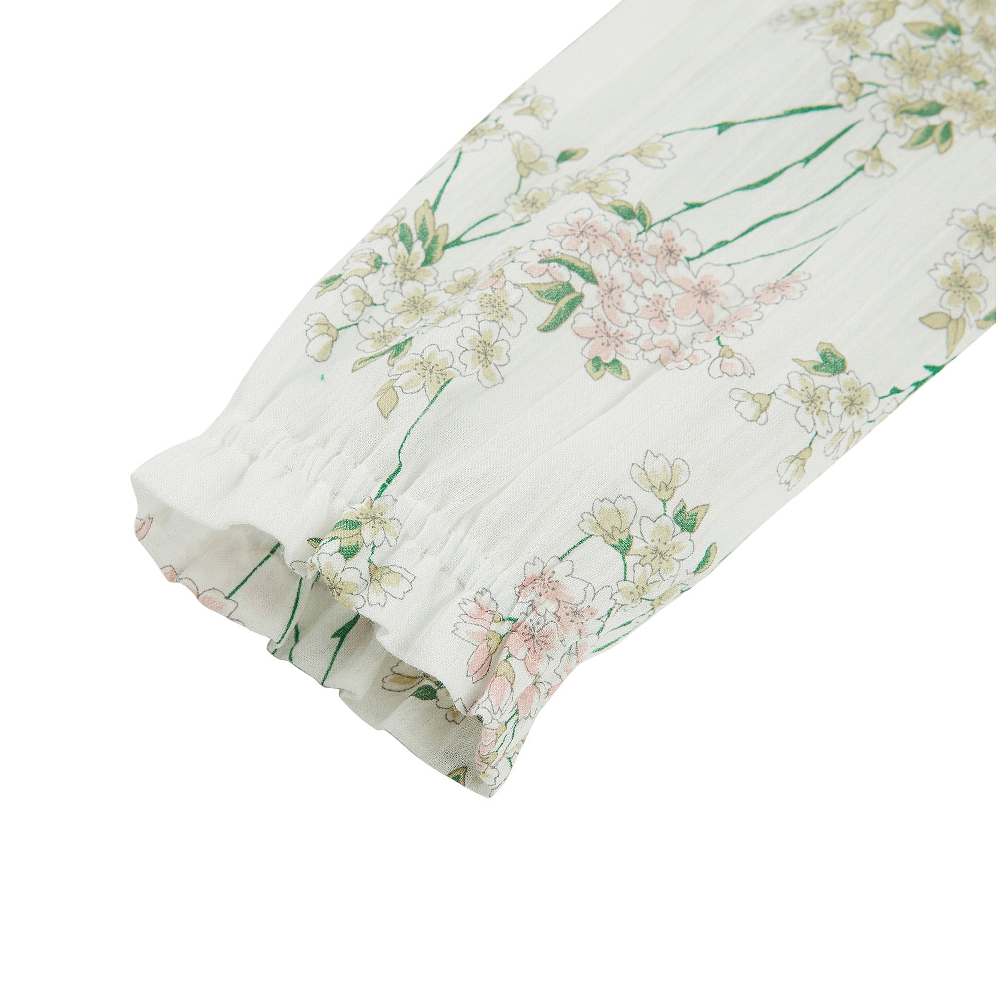 Girls Light Cyan Flowers Cotton Top