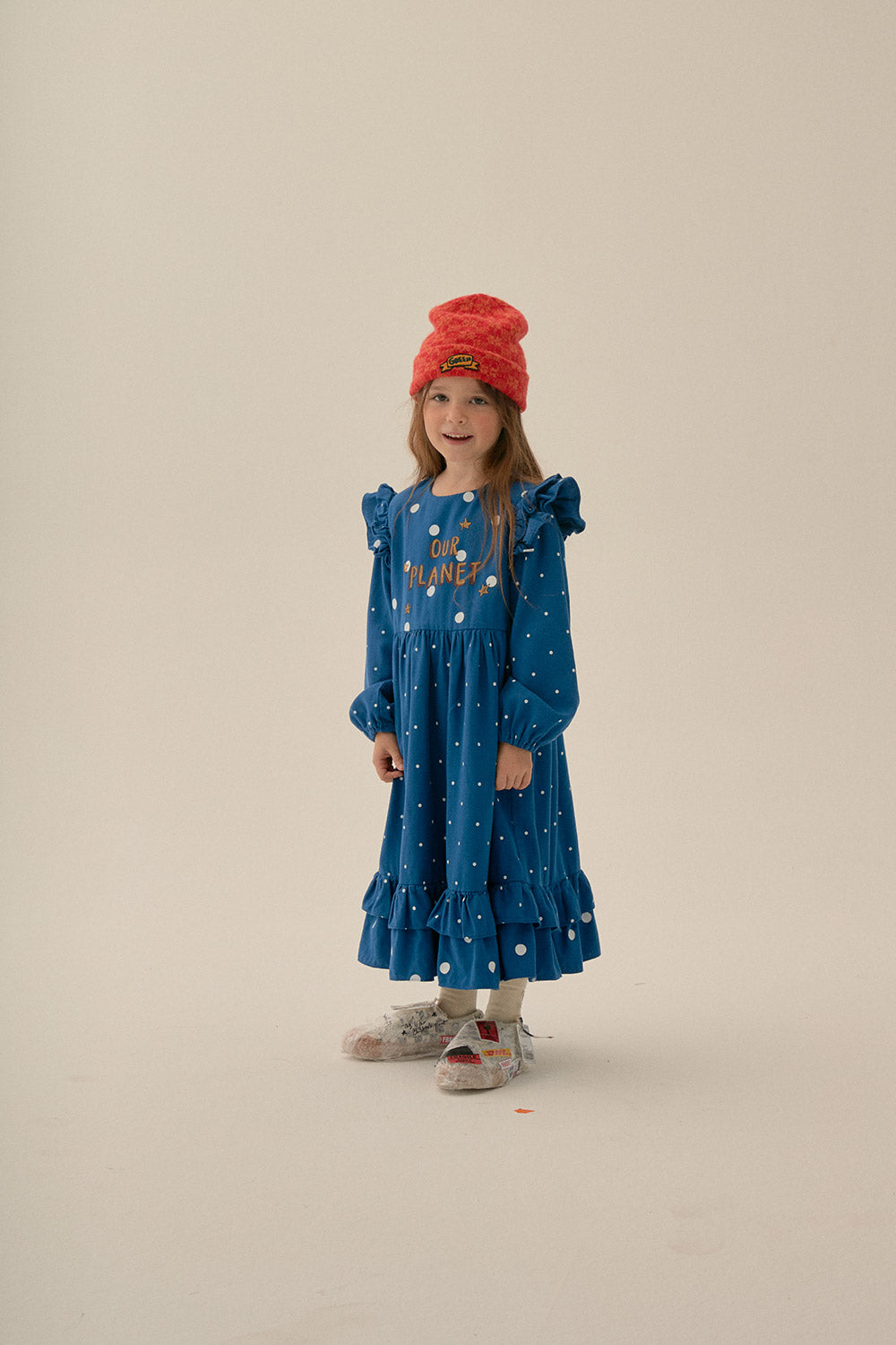 Girls Blue Dots Cotton Dress