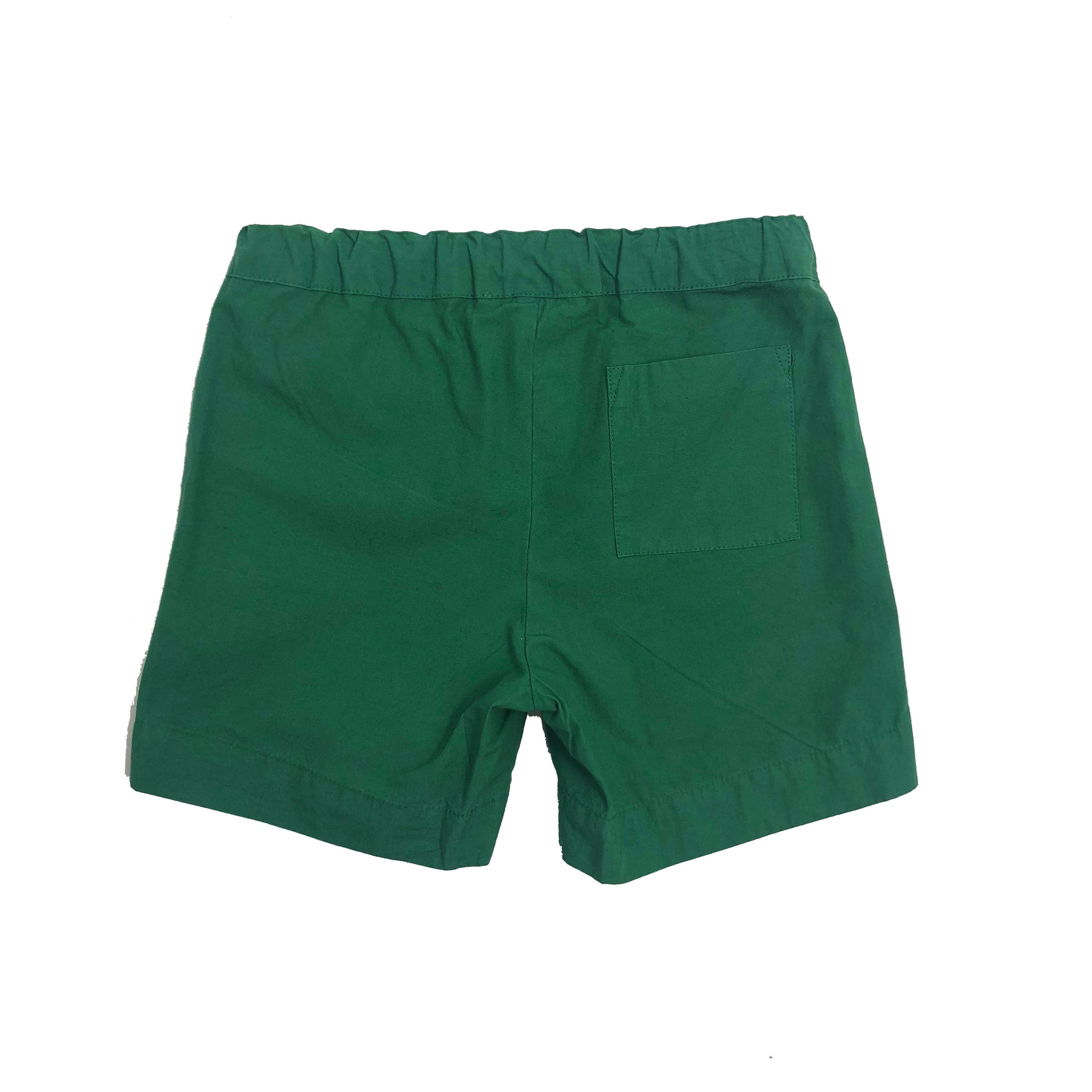 Boys Min Green Cotton Woven Shorts
