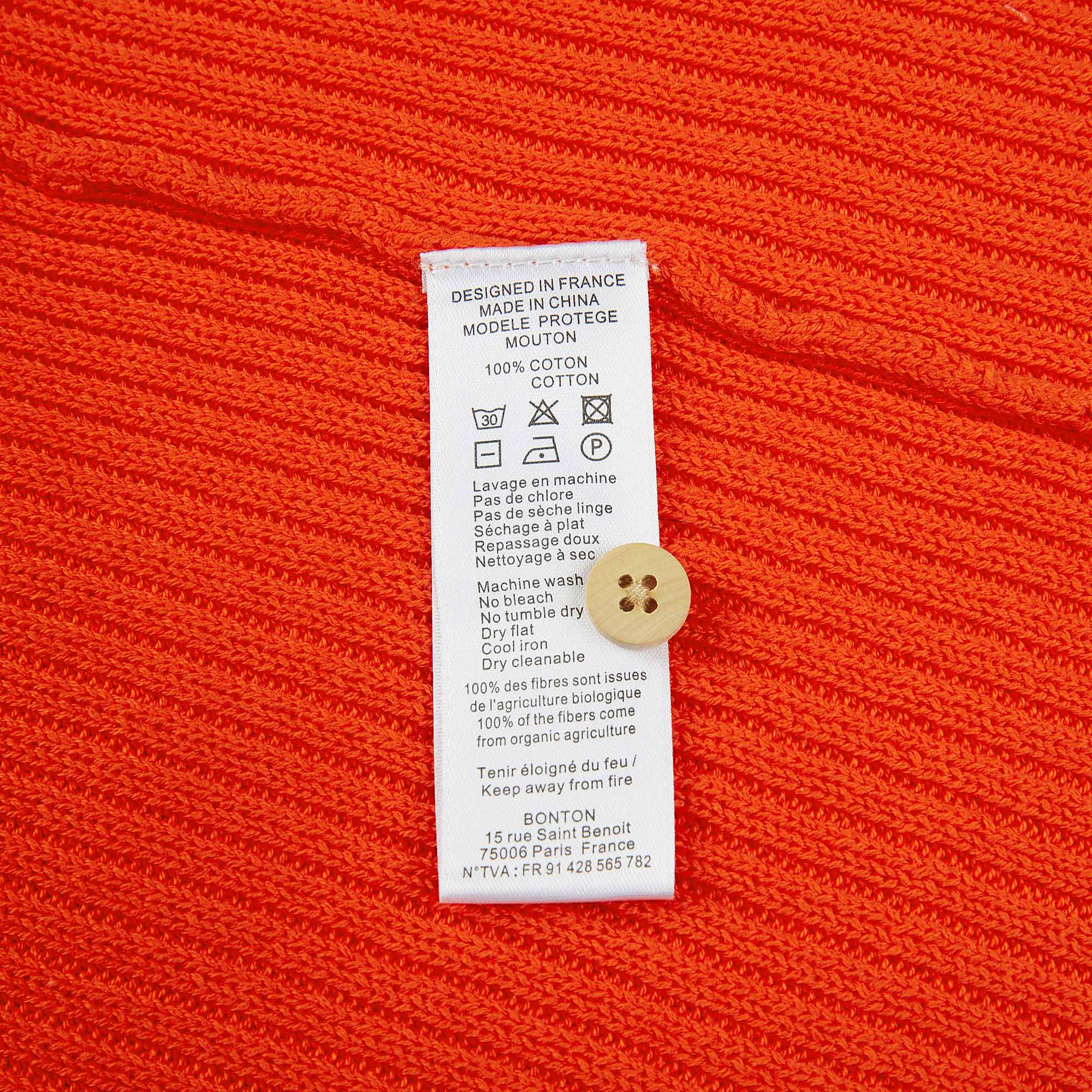 Girls Orange Red Cotton Cardigan