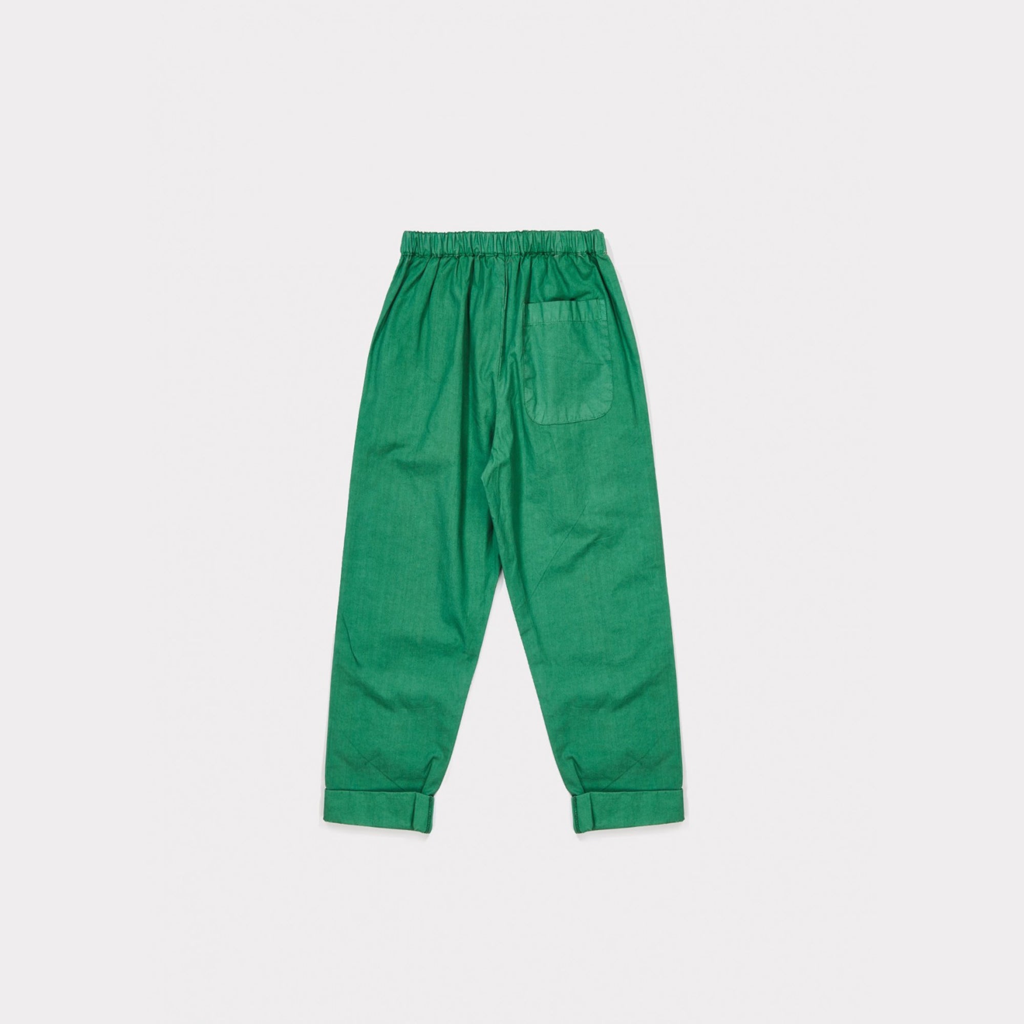 Boys & Girls Mid Green Cotton Woven Trousers