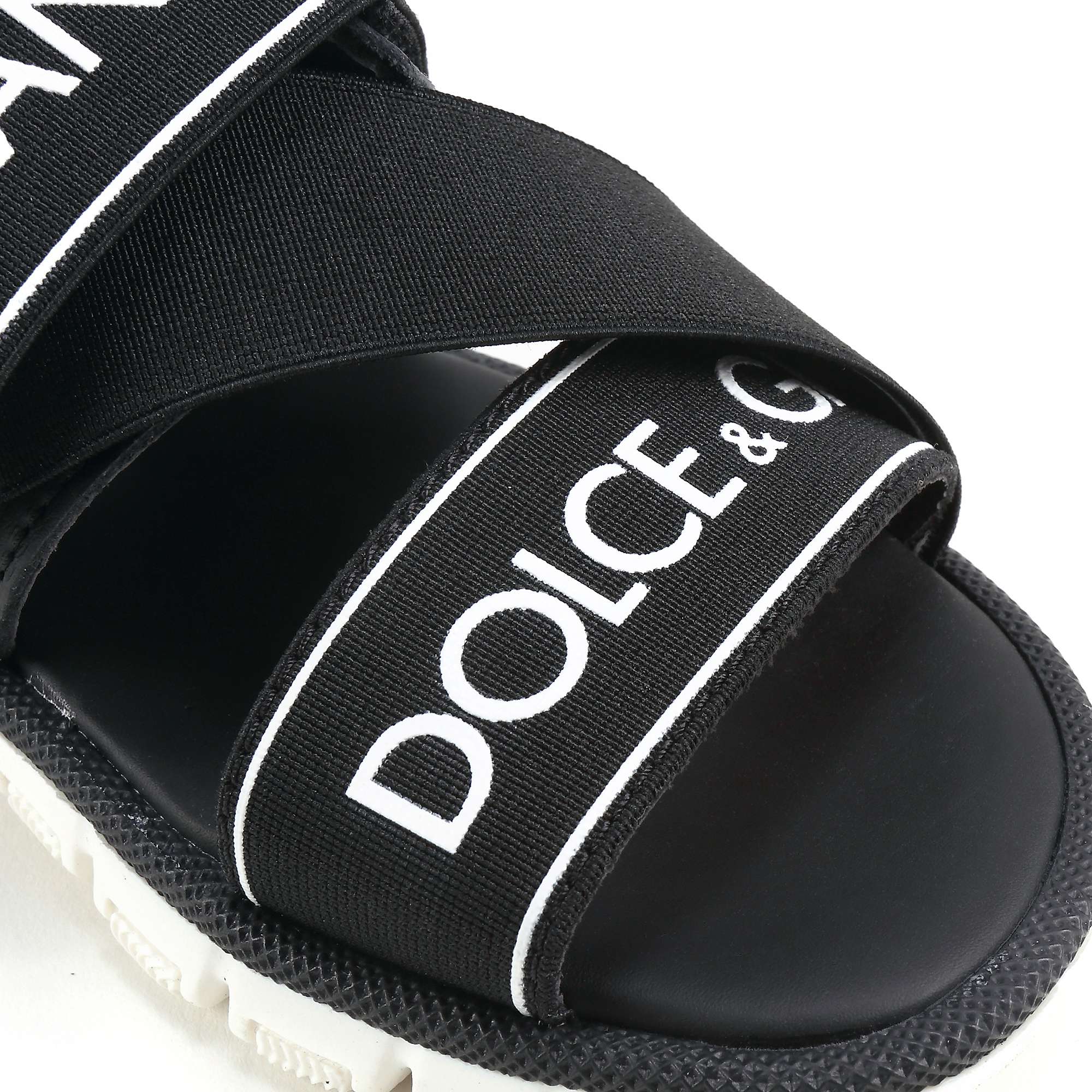 Girls & Boys Black Logo Sandals