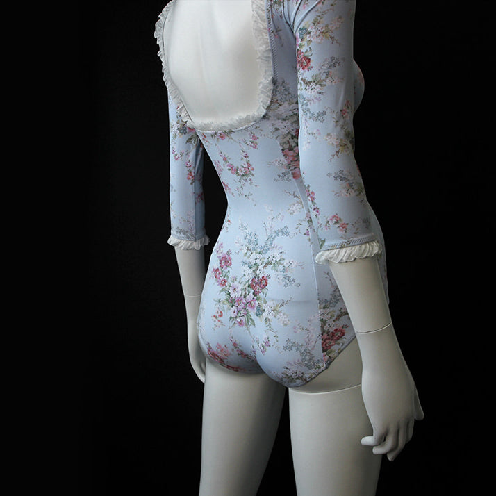 Girls Blue Floral Ballet Onesies