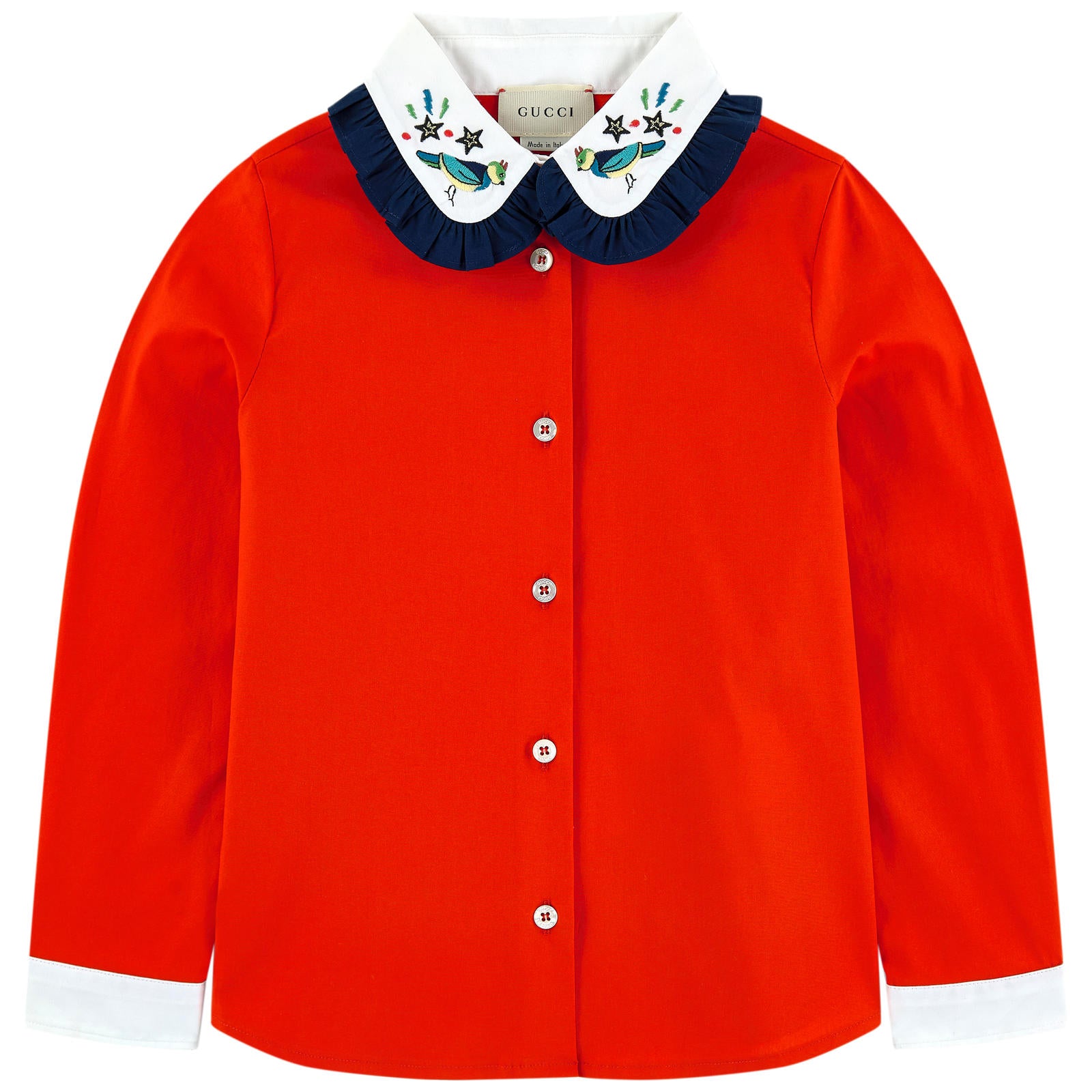 Baby Girls Hibiscus Red Cotton Shirt