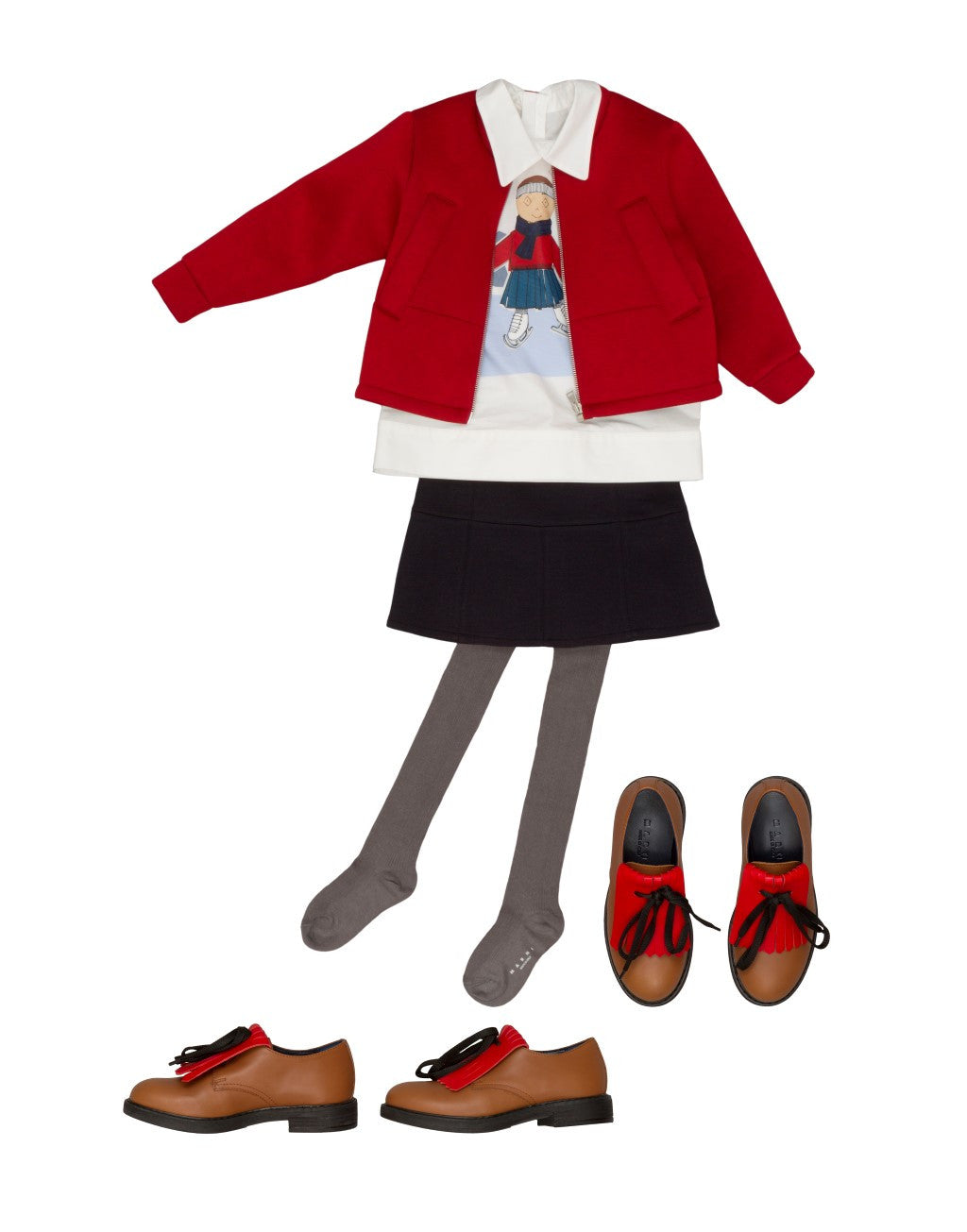 Girls Brick Red Cotton Collarless Jacket - CÉMAROSE | Children's Fashion Store - 1