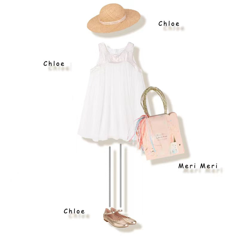 Girls White Silk Dress