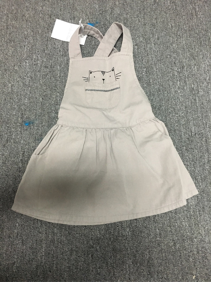 Girls Beige Cat Pocket Dungaree Dress - CÉMAROSE | Children's Fashion Store