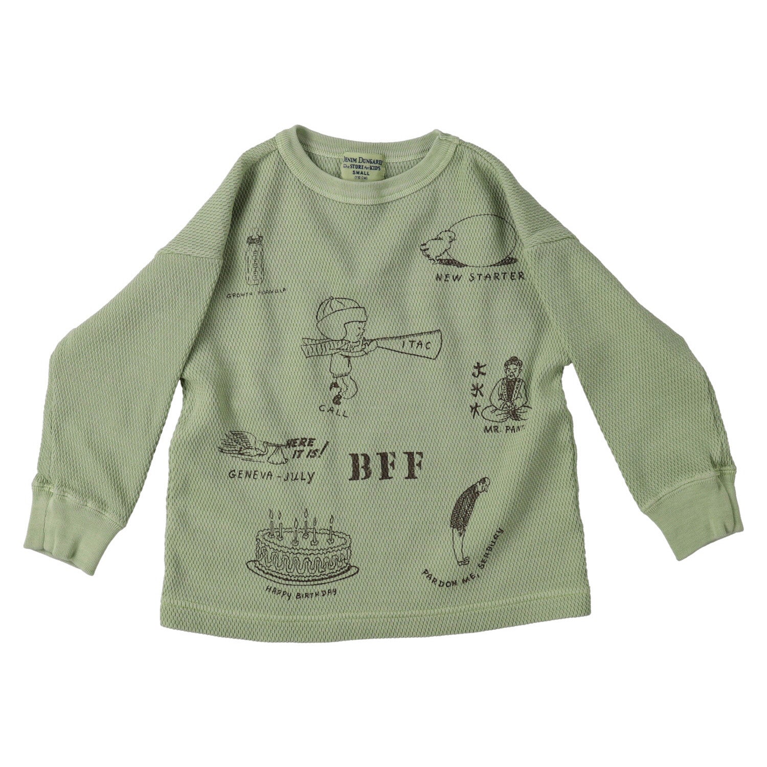 Boys Green Printed Cotton Sweatshirt