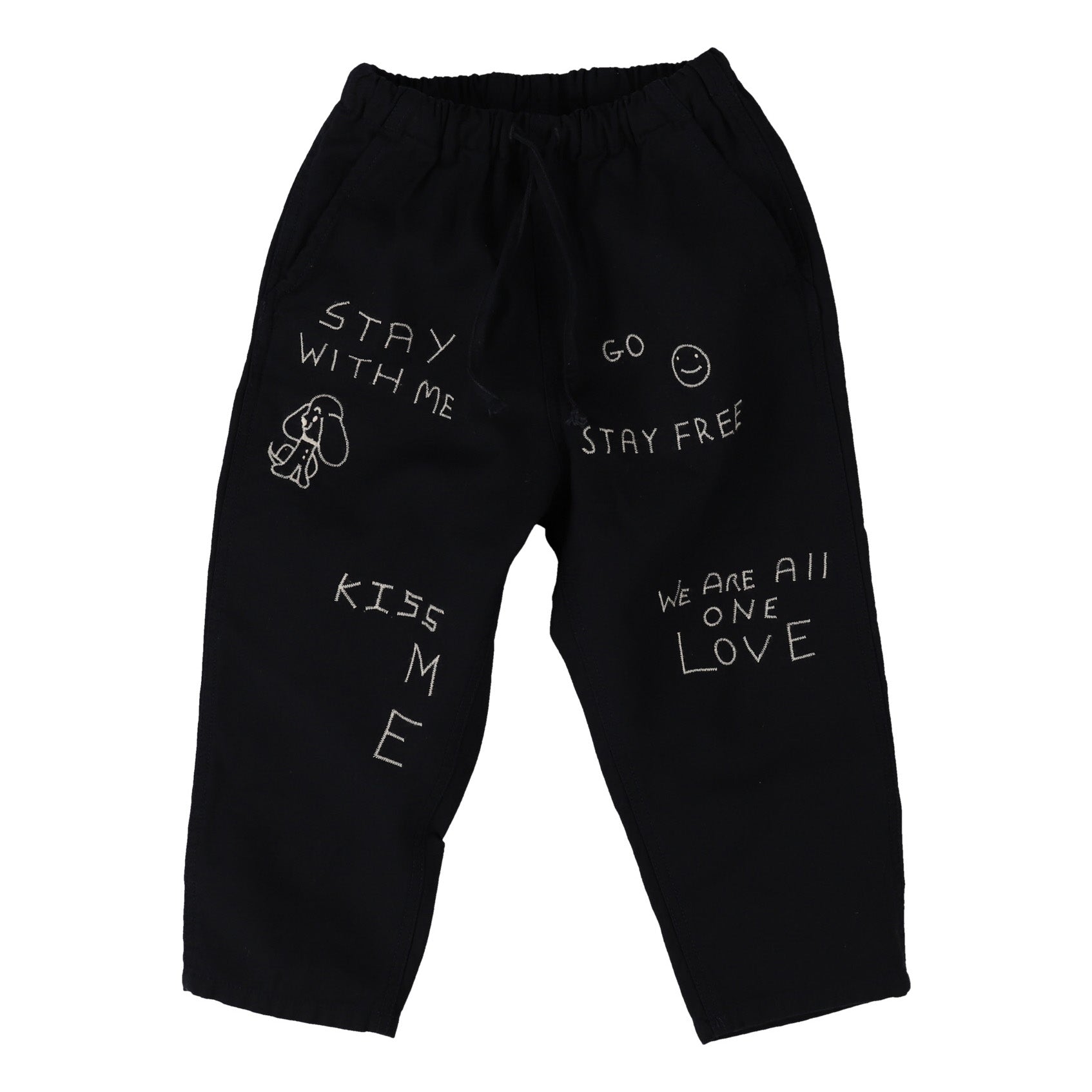 Boys Navy Embroidered Trousers