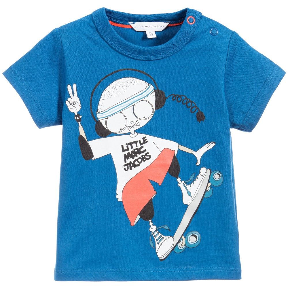 Baby Boys Blue 'Mr Marc' Printed Cotton Jersey T-Shirt - CÉMAROSE | Children's Fashion Store
