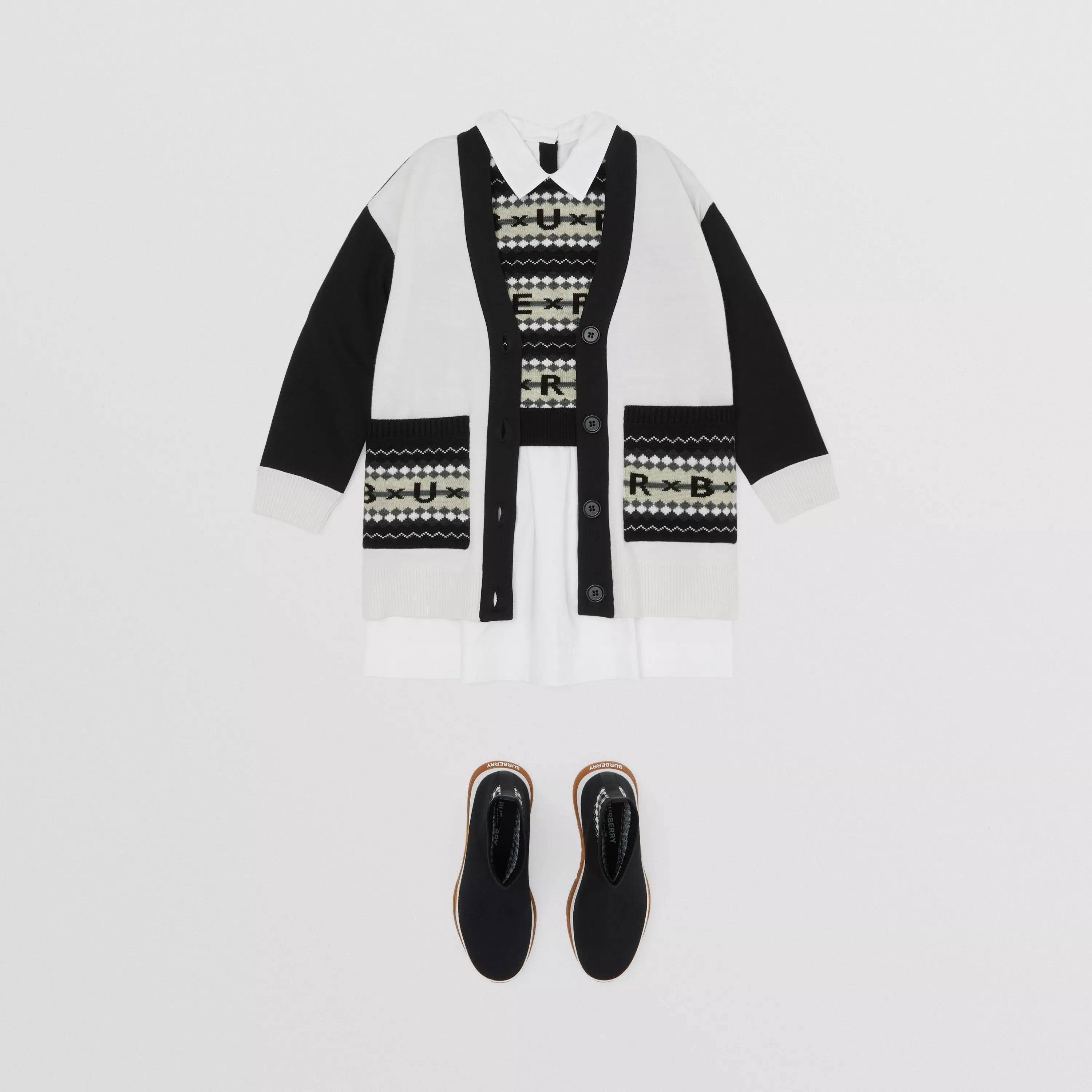 Girls White Logo Wool Cardigan