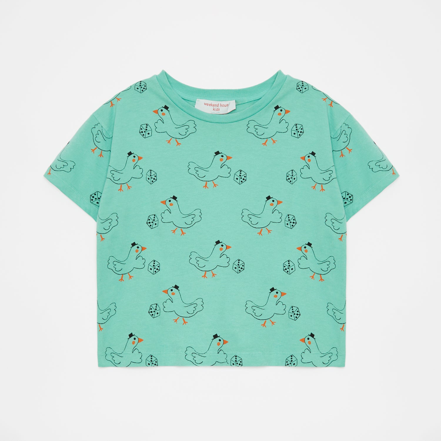 Boys & Girls Green Printed Cotton T-Shirt