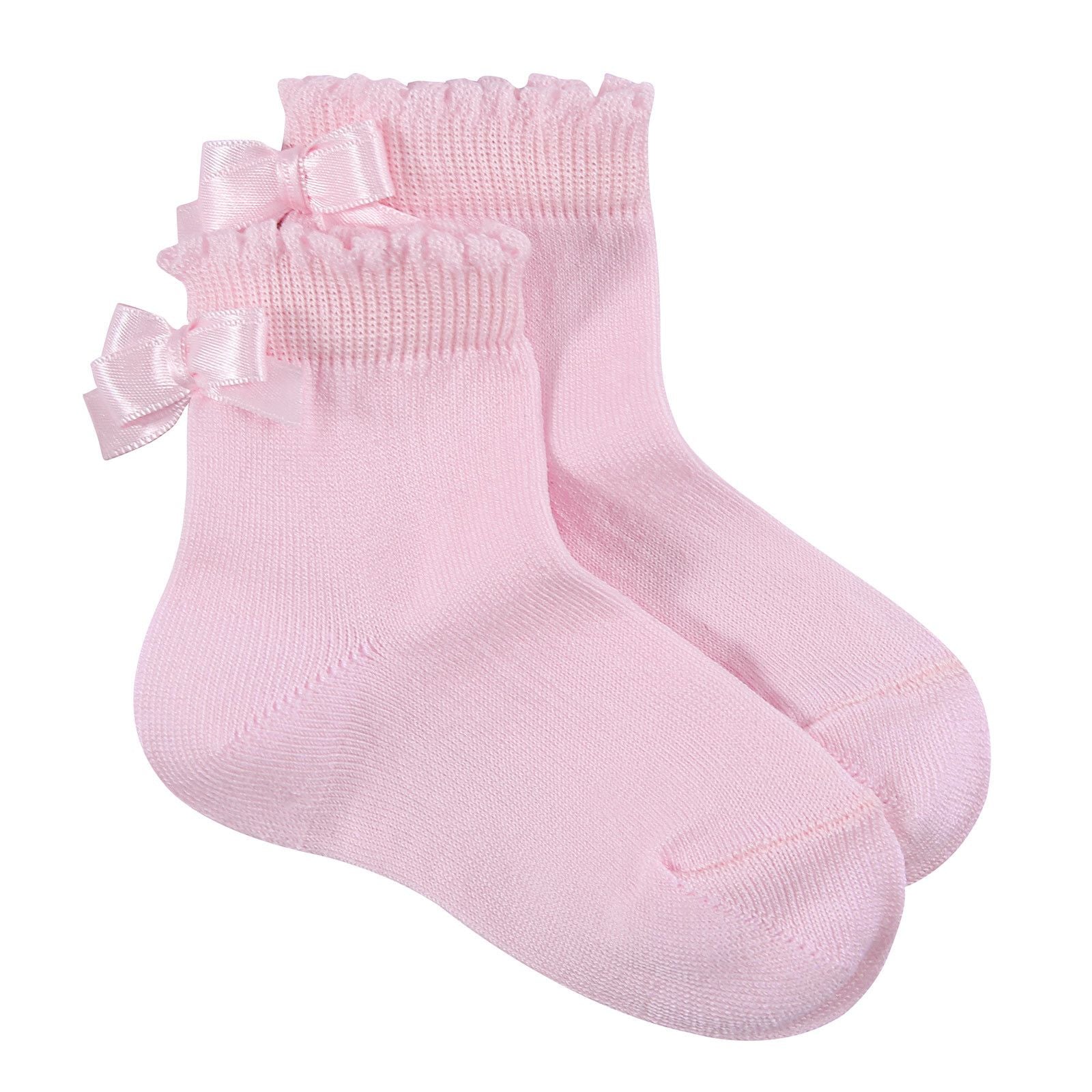 Girls Light Pink Bow Trims Cotton Short Socks - CÉMAROSE | Children's Fashion Store