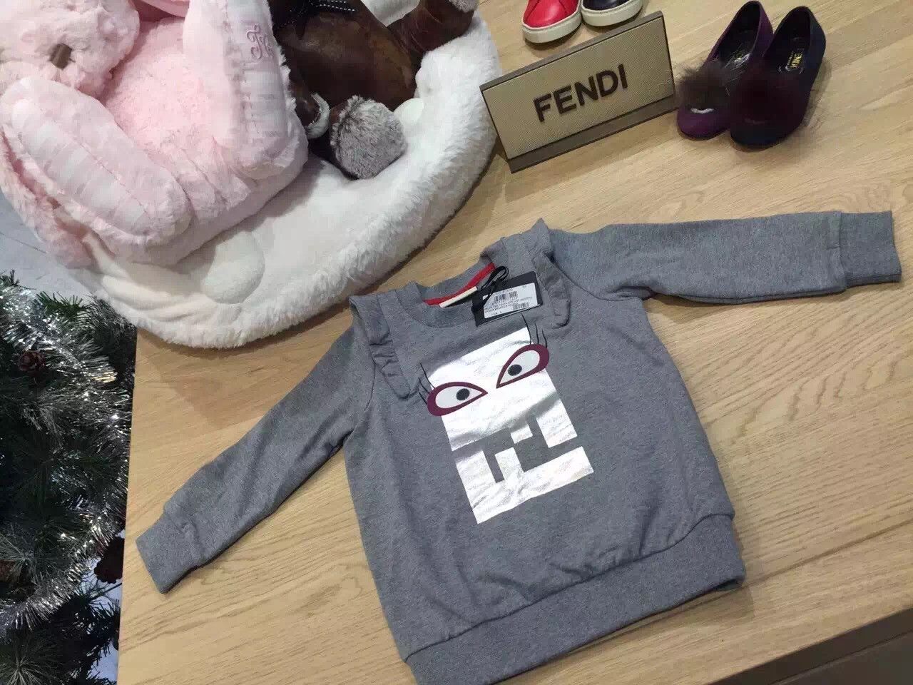 Girls Grey Cotton 'FF Monster' Sweatshirt - CÉMAROSE | Children's Fashion Store