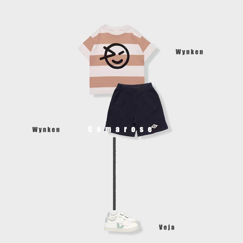 Girls Caramel Stripe Cotton T-Shirt