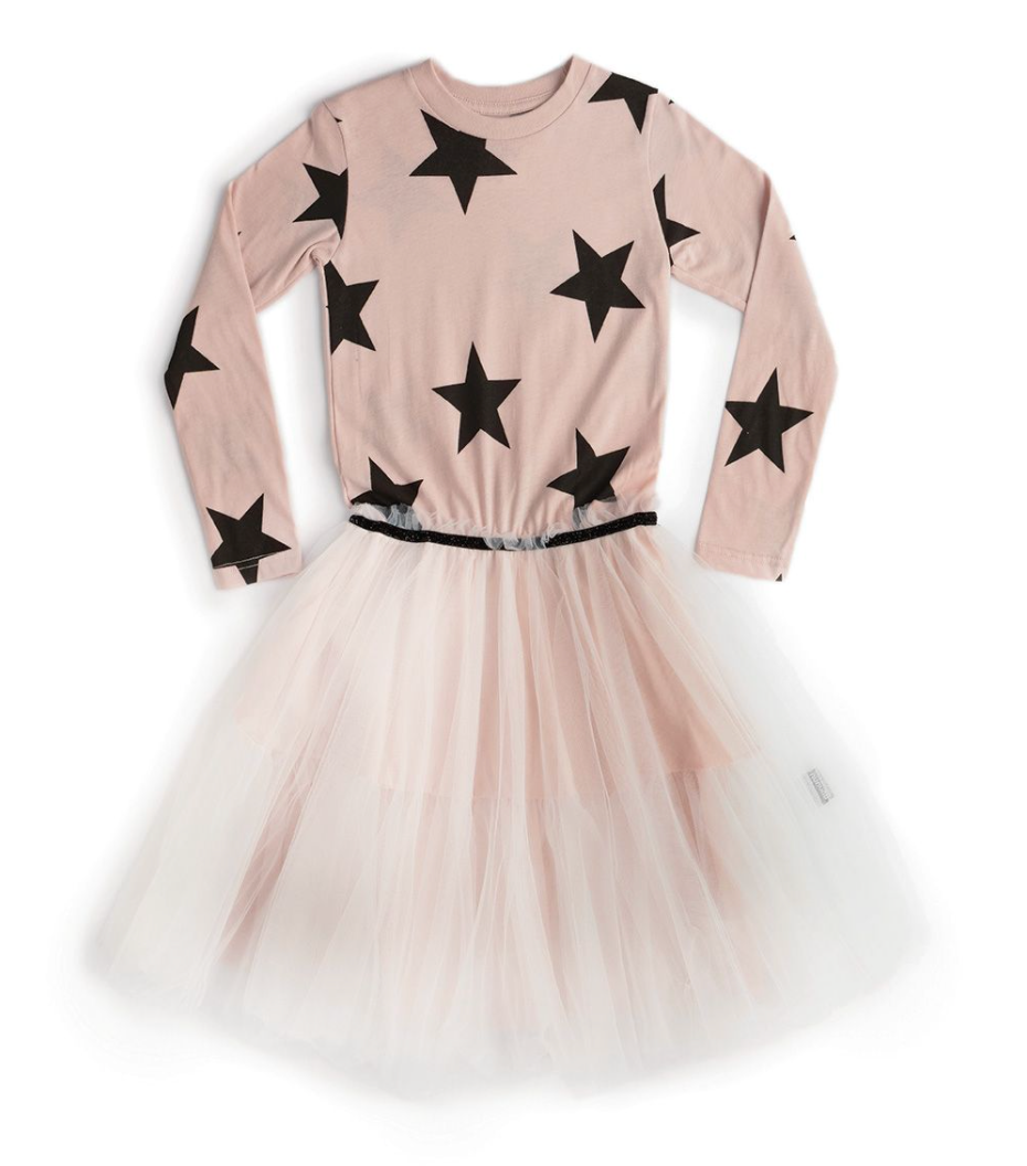 Girls Pink Stars Dress