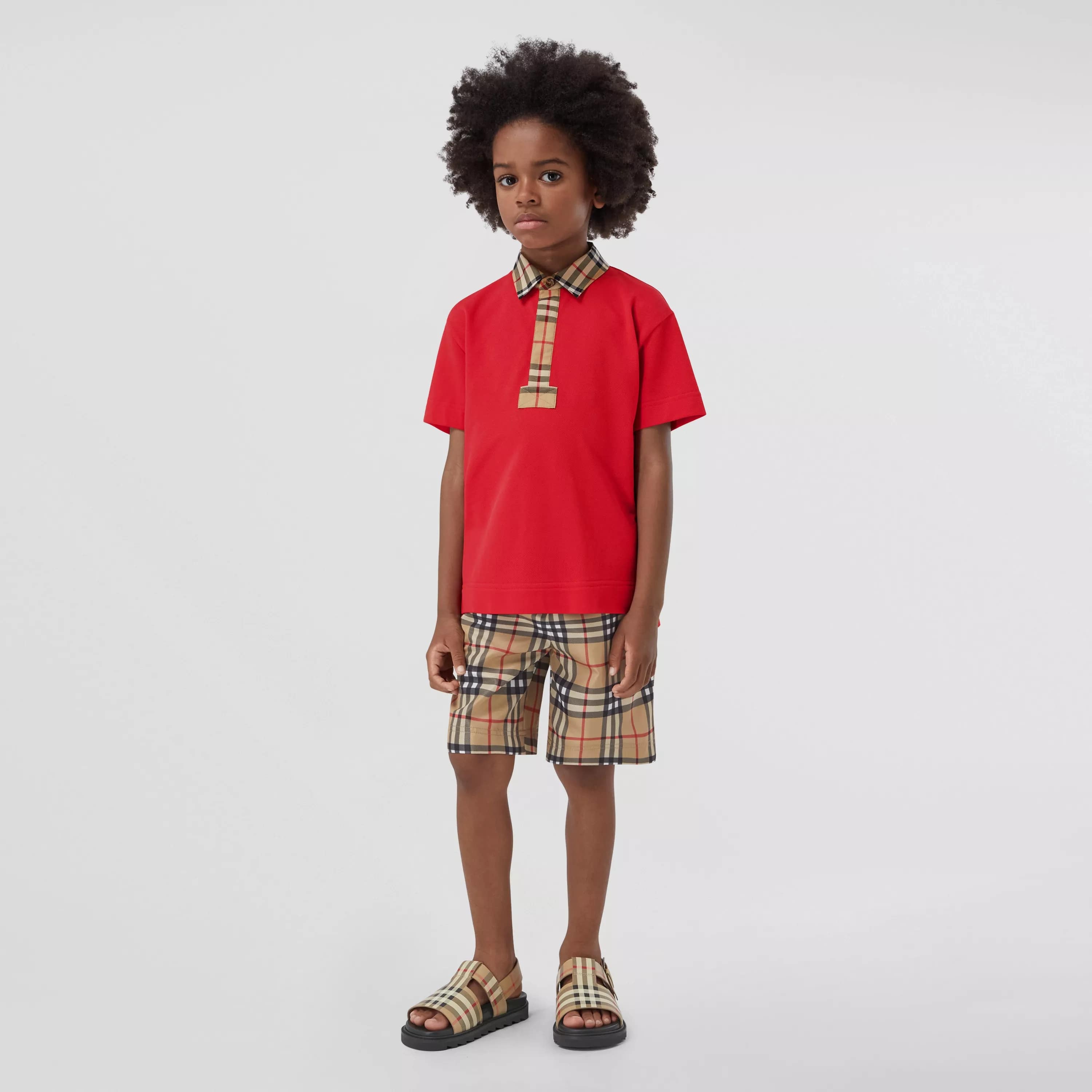 Boys Red Cotton Polo Shirt